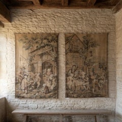 Pair Antique Tapestries After David Teniers the Younger