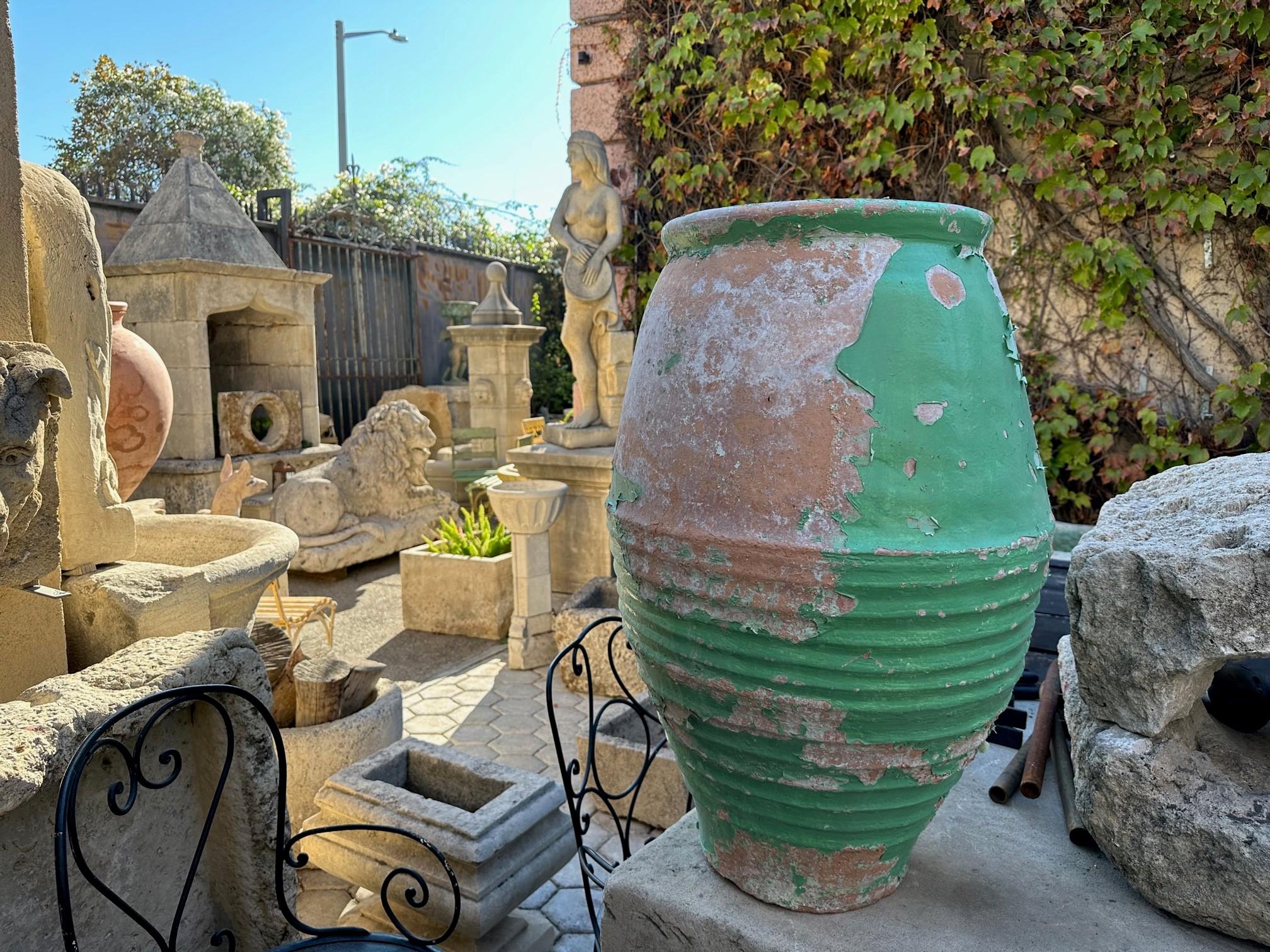 Pair Antique terracotta Rustic Farm Olive Oil Jar Garden Urn pot planter LA CA 7