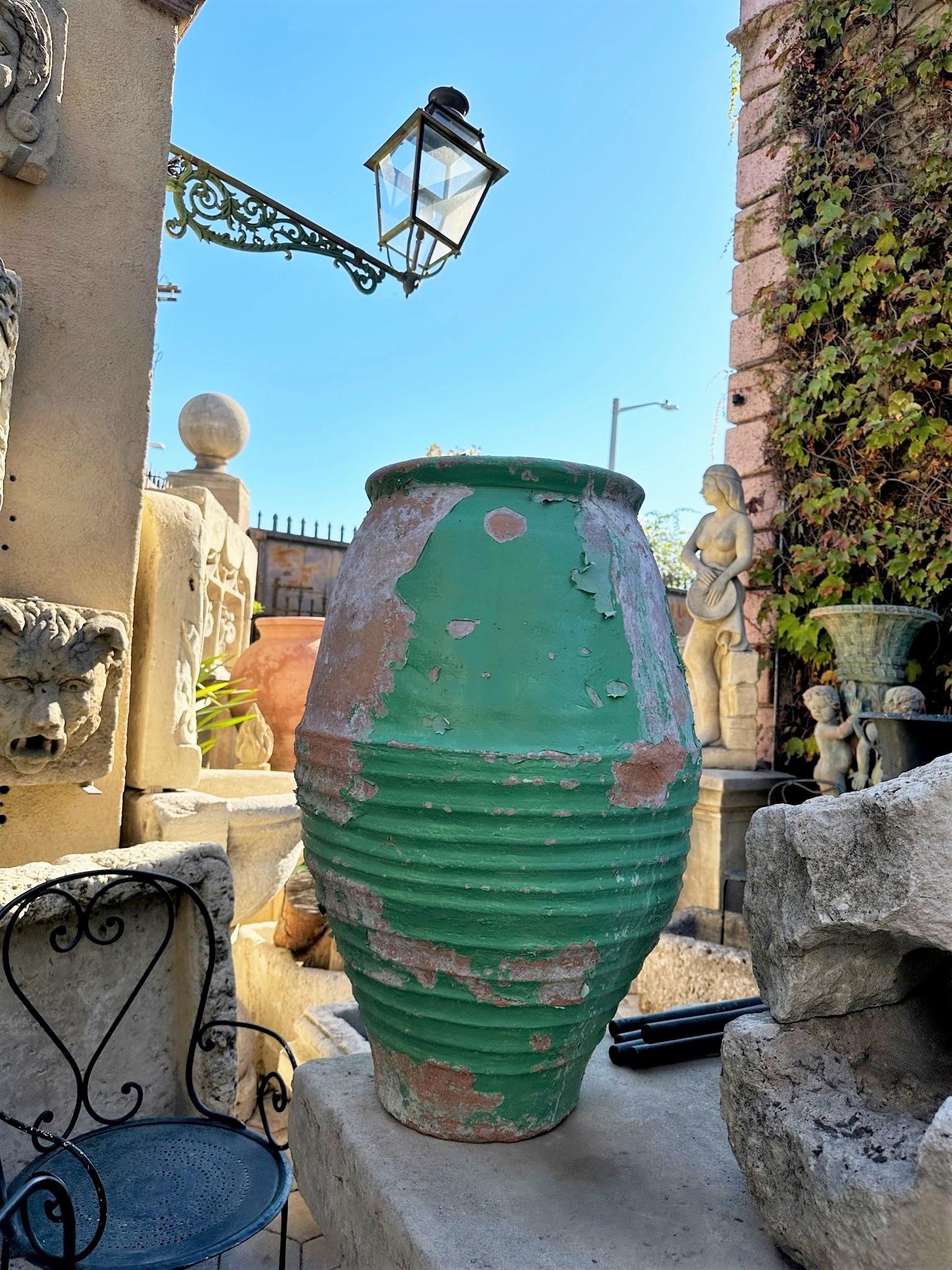 Pair Antique terracotta Rustic Farm Olive Oil Jar Garden Urn pot planter LA CA 8