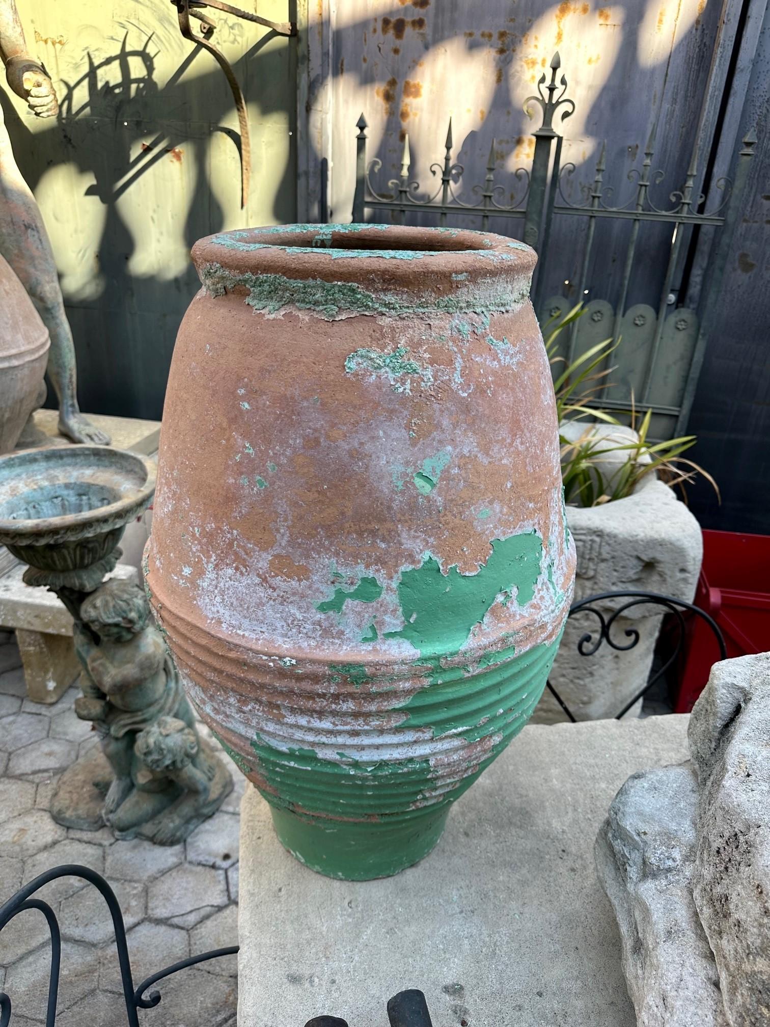 Pair Antique terracotta Rustic Farm Olive Oil Jar Garden Urn pot planter LA CA 10