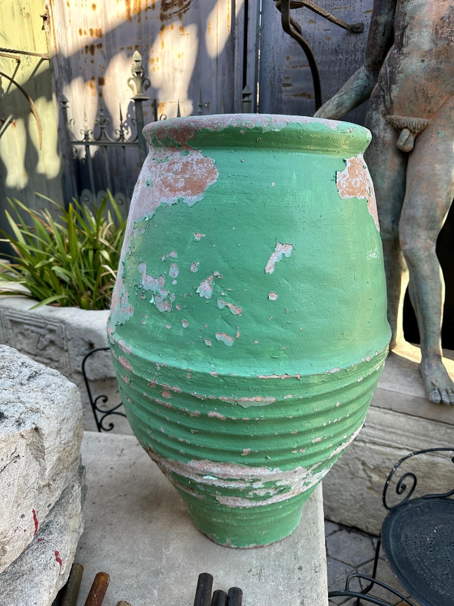 Pair Antique terracotta Rustic Farm Olive Oil Jar Garden Urn pot planter LA CA 11
