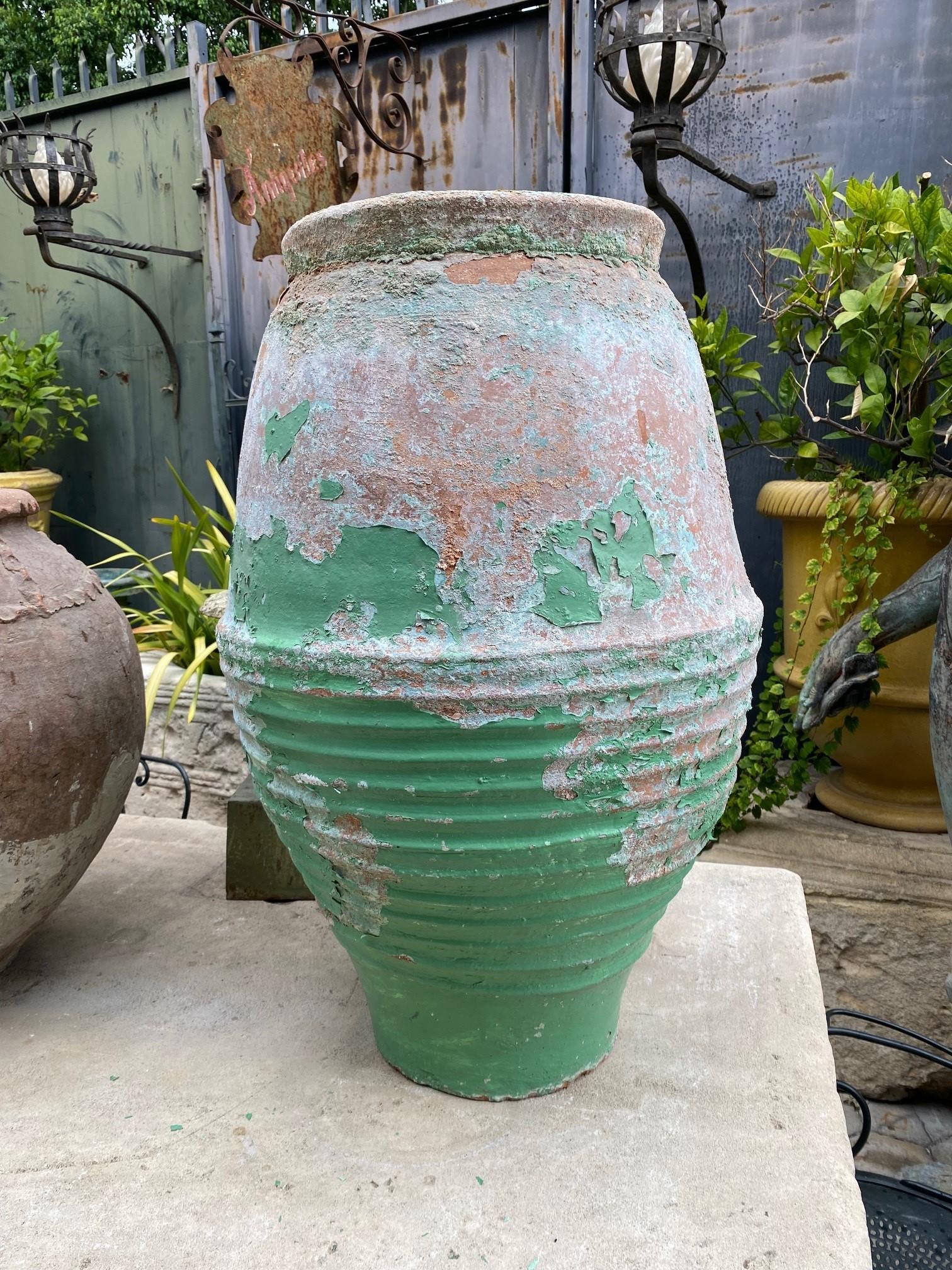 Pair Antique terracotta Rustic Farm Olive Oil Jar Garden Urn pot planter LA CA 13