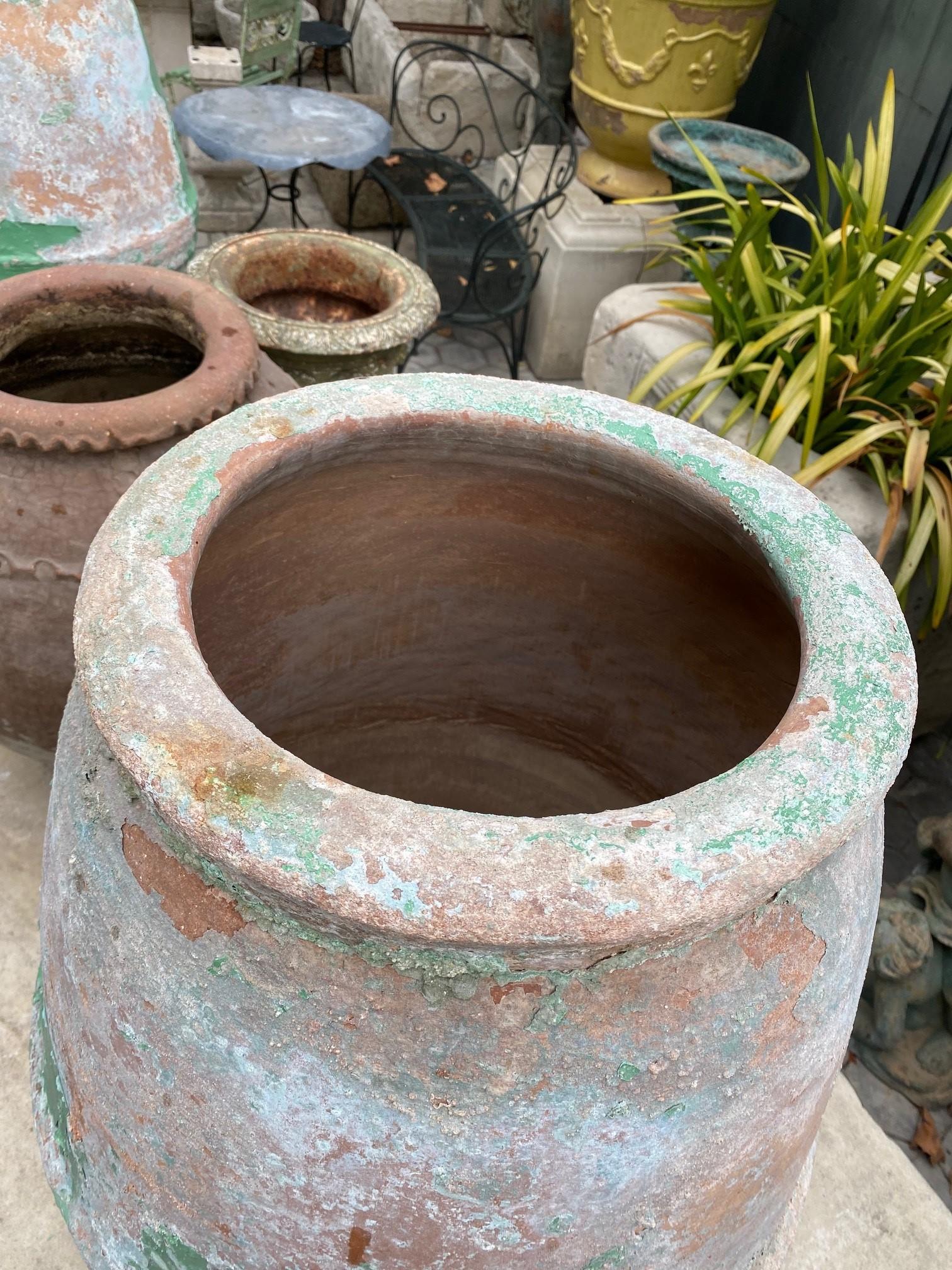Pair Antique terracotta Rustic Farm Olive Oil Jar Garden Urn pot planter LA CA 14