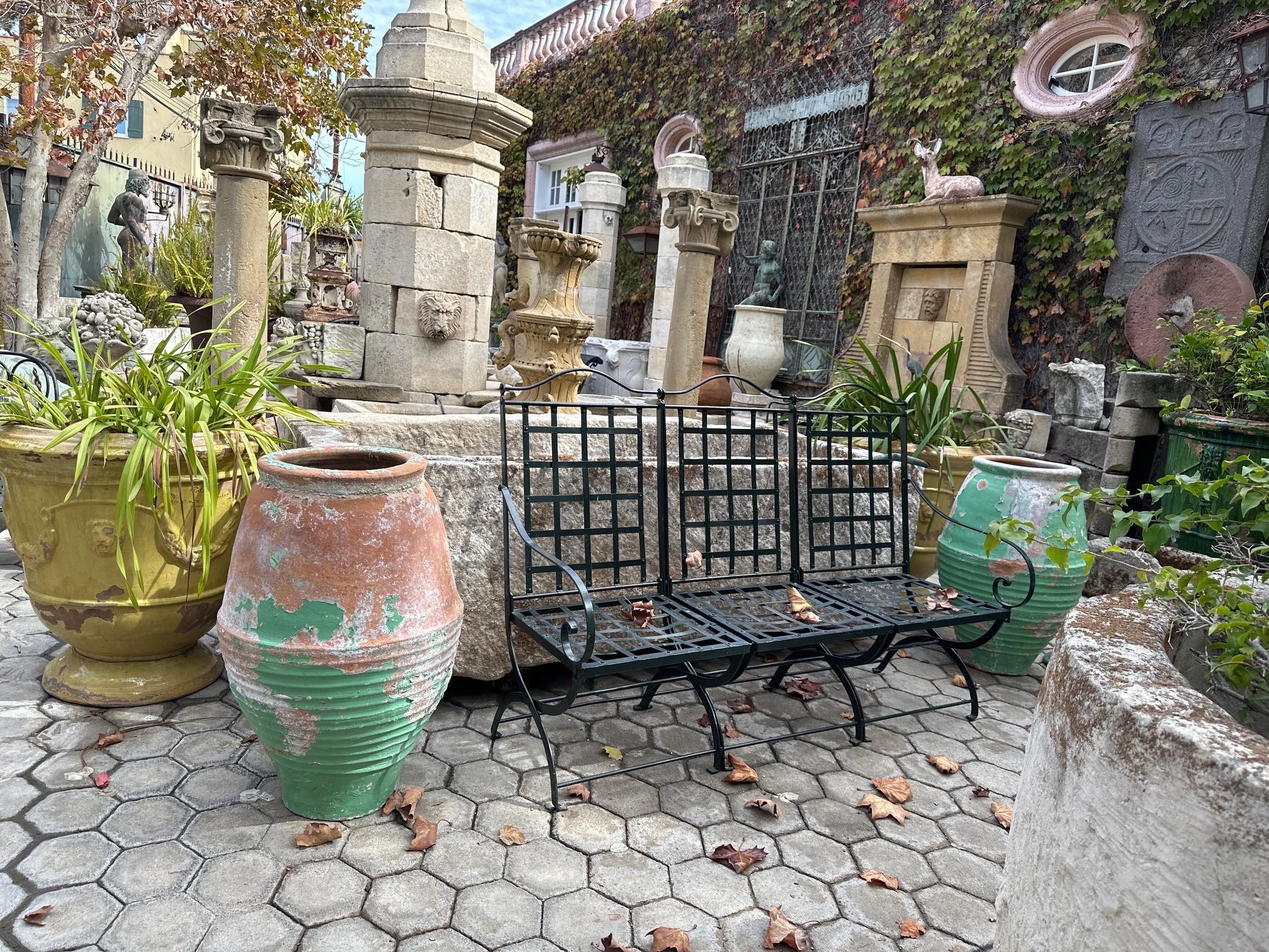 Spanish Pair Antique terracotta Rustic Farm Olive Oil Jar Garden Urn pot planter LA CA