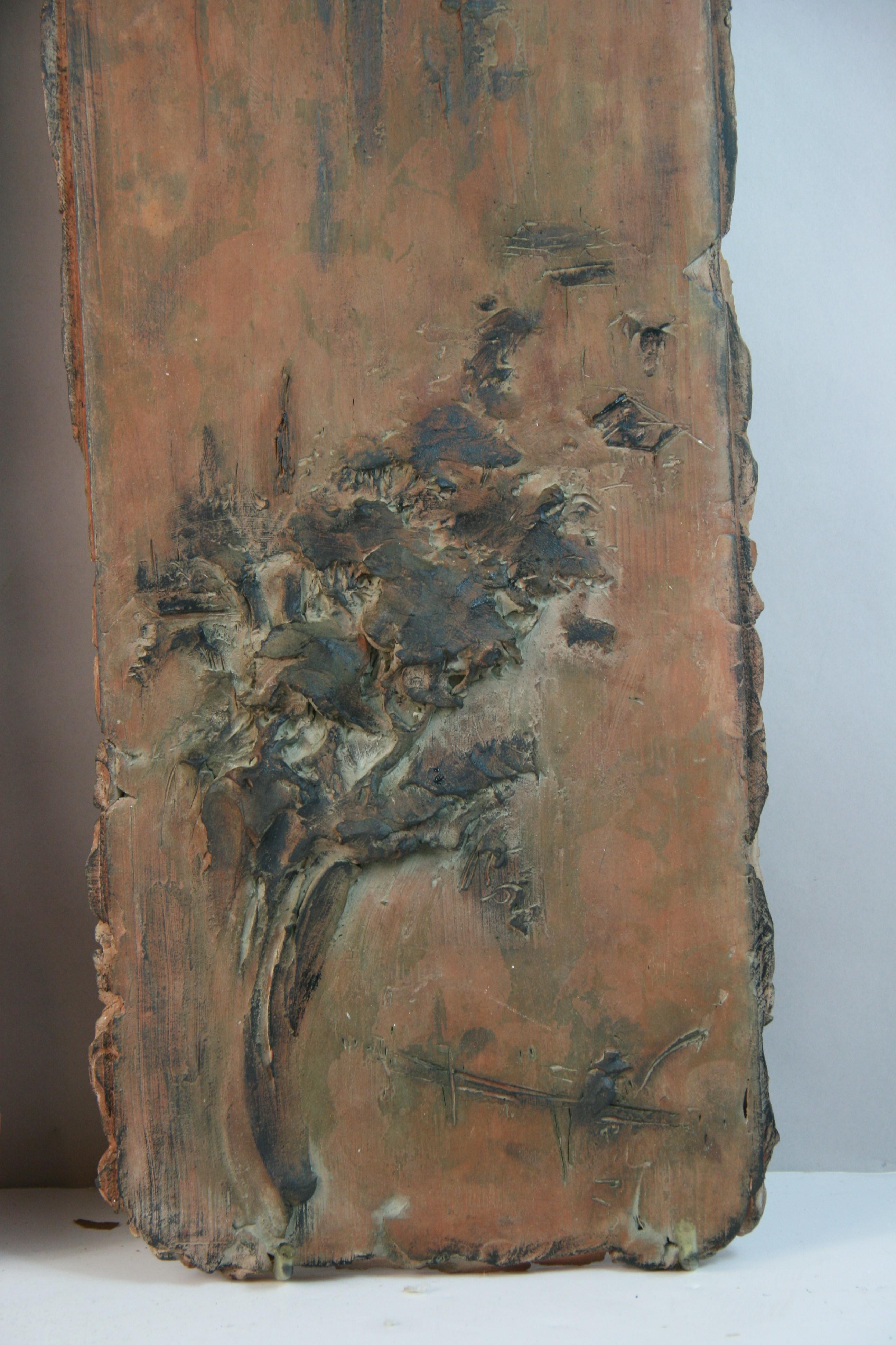 Hand-Crafted Japanese Pair Antique  Terracotta Wall Panels For Sale