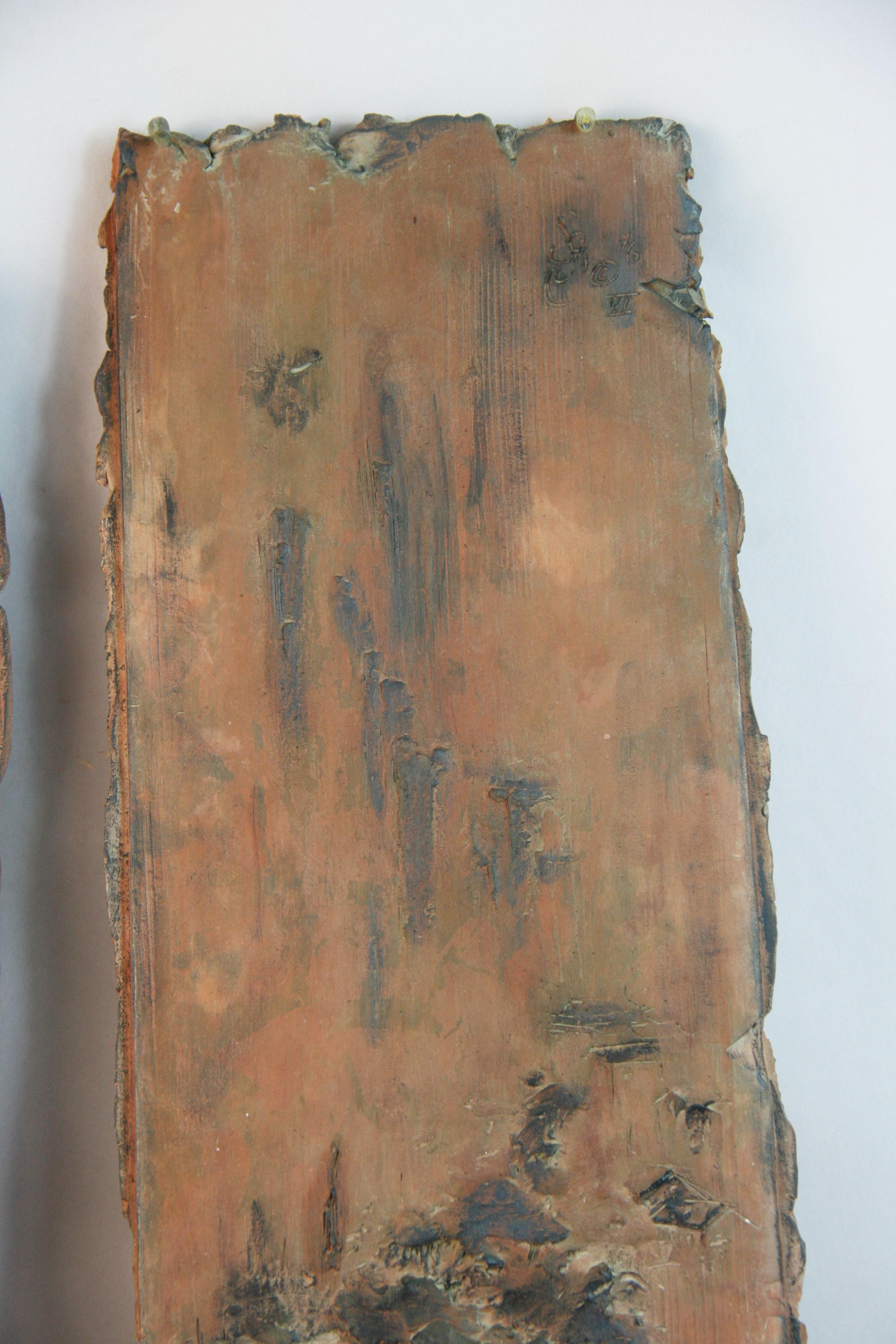 Japanese Pair Antique  Terracotta Wall Panels In Good Condition For Sale In Douglas Manor, NY