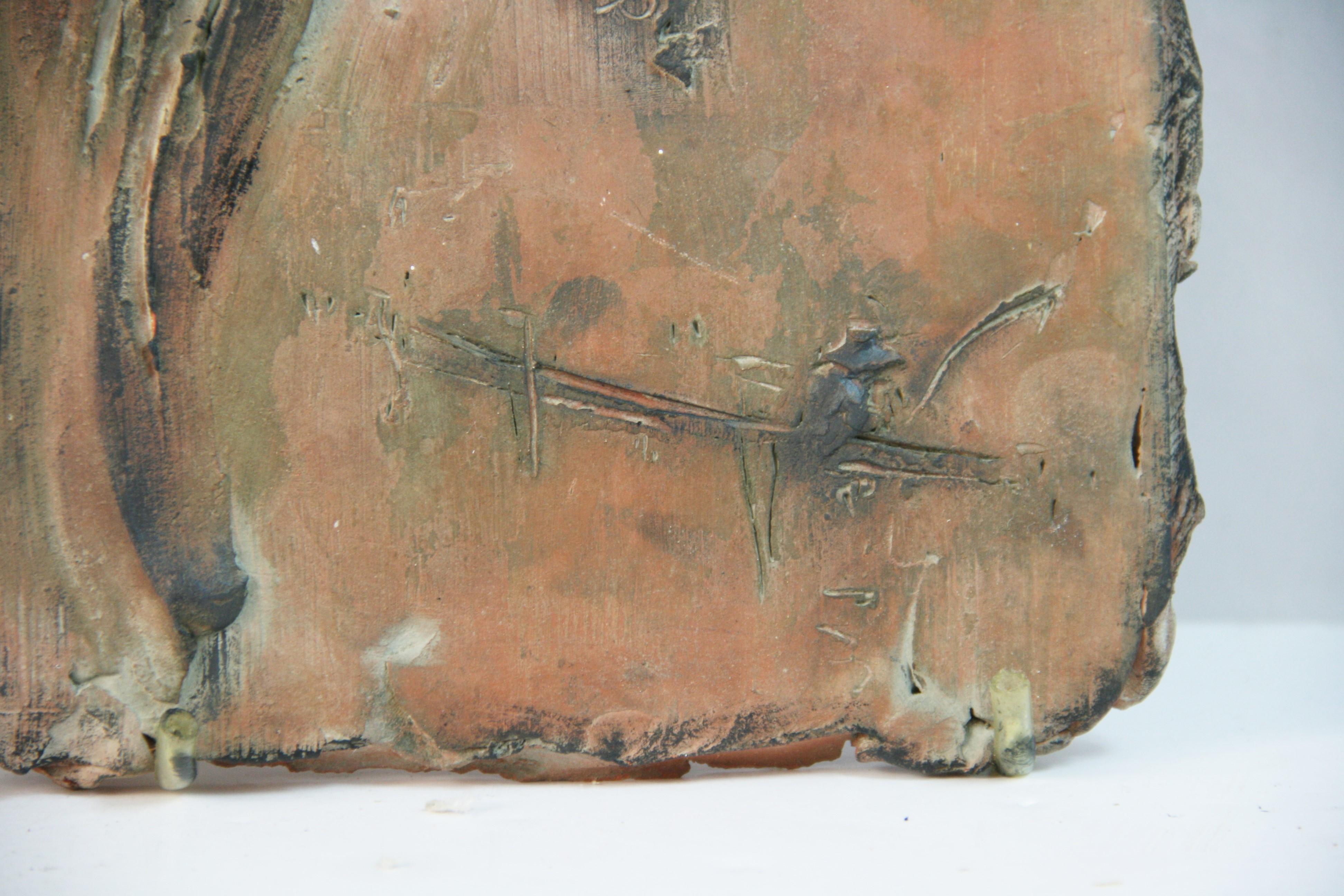 Early 20th Century Japanese Pair Antique  Terracotta Wall Panels For Sale