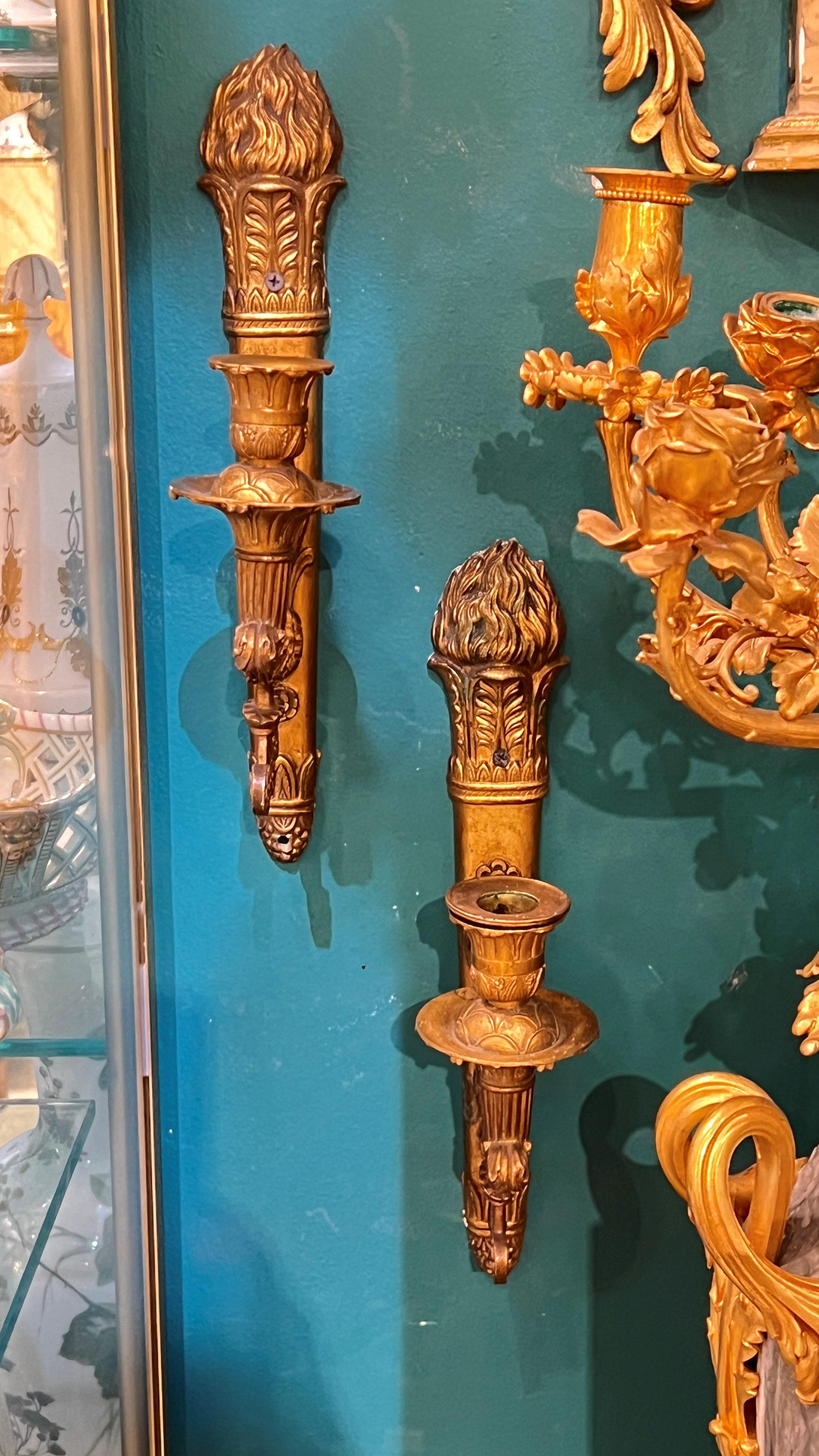 Neoimpero Coppia di antiche torce a una luce in stile Impero francese in vendita