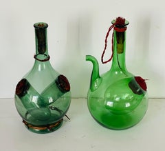 Pair Antique Unique Vine Bittles Bliwn Glass