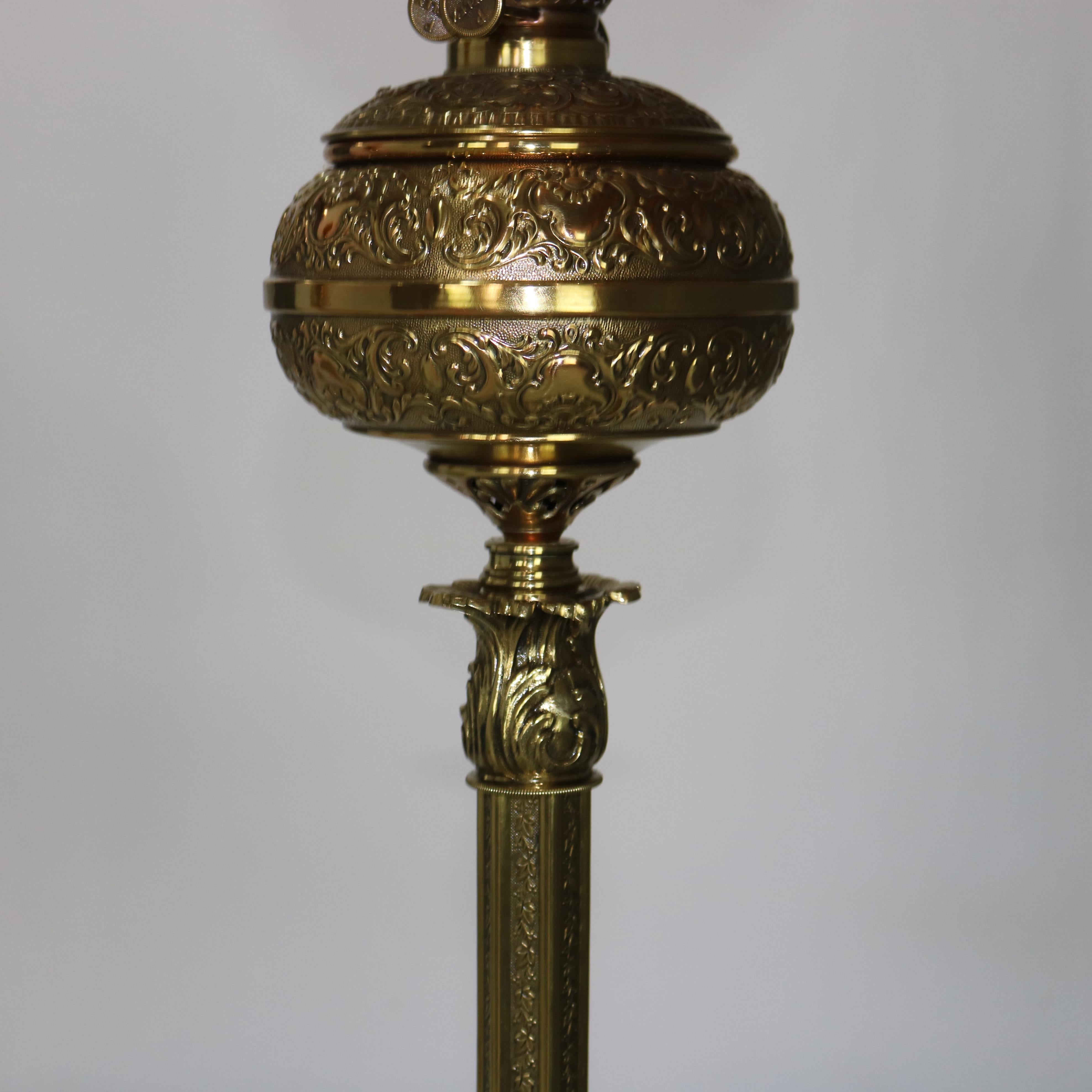 Pair Antique Victorian Gilt Bronze, Brass & Green Onyx Piano Floor Lamps, C1890 5