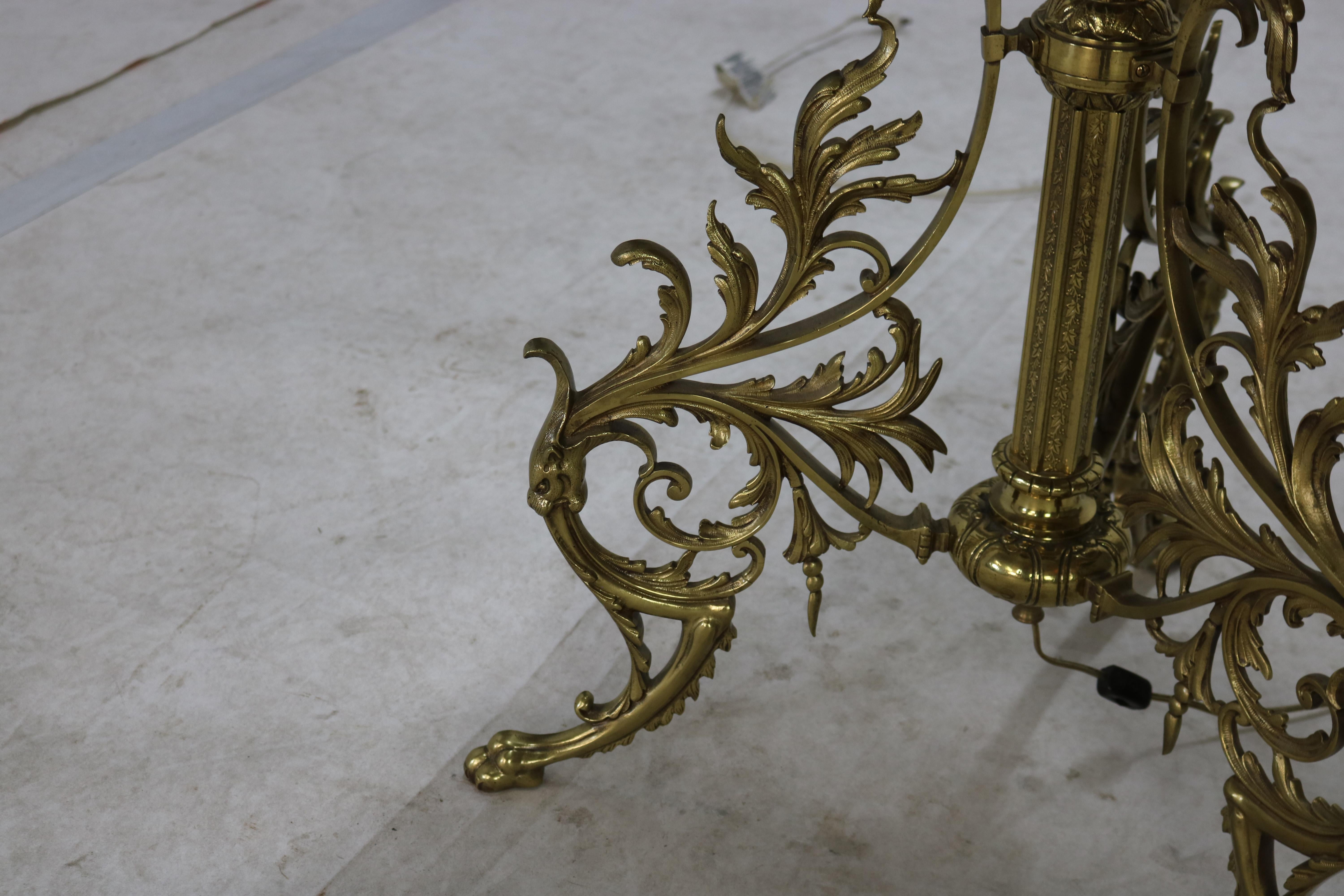***Reduced Delivery Rates - See Below or Click “Ask The Seller” to Request a Quote***

Pair Antique High Victorian Gilt Bronze, Brass & Green Onyx Foliate Form Piano Floor Lamps, Electrified, C1890

Measures- 64
