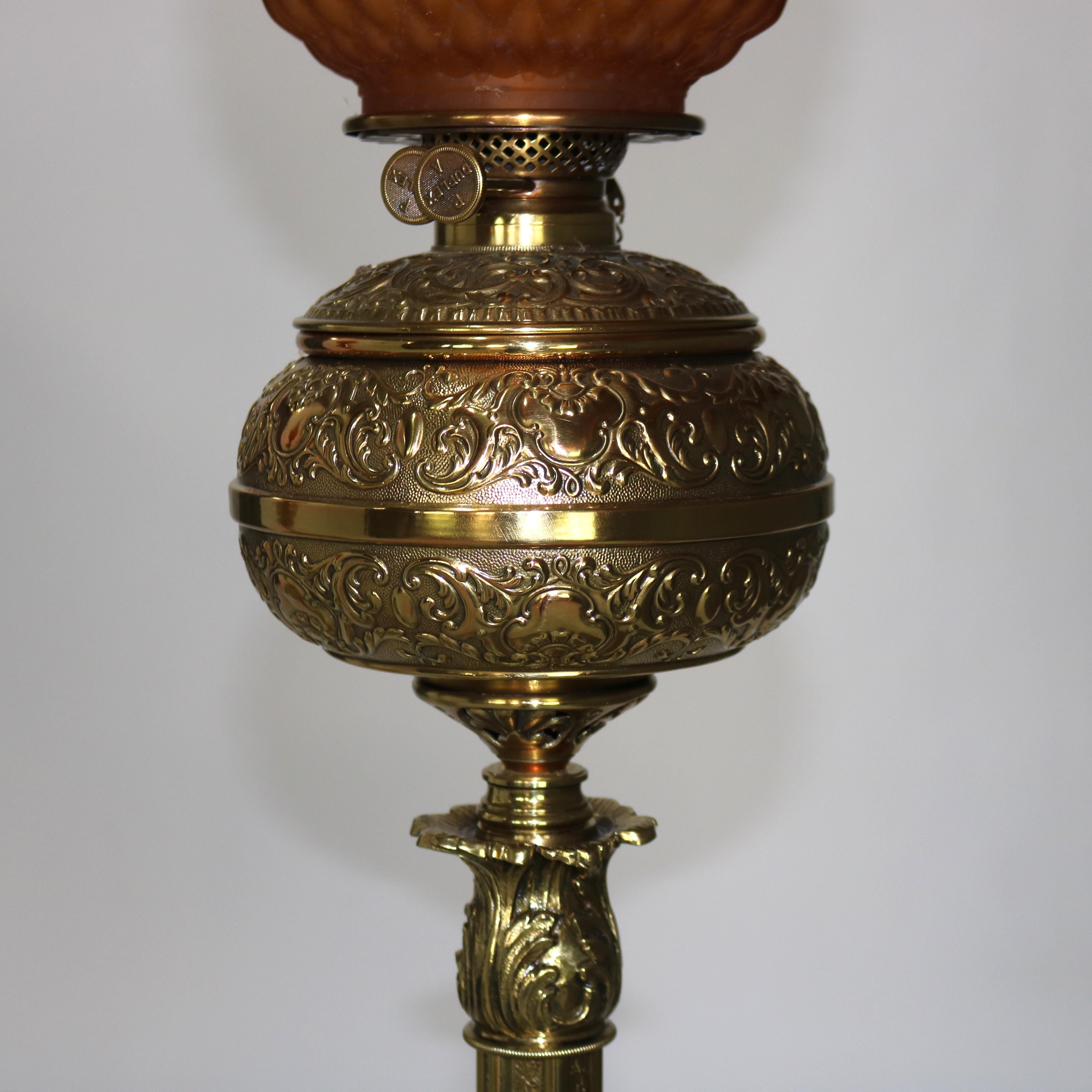 Pair Antique Victorian Gilt Bronze, Brass & Green Onyx Piano Floor Lamps, C1890 2