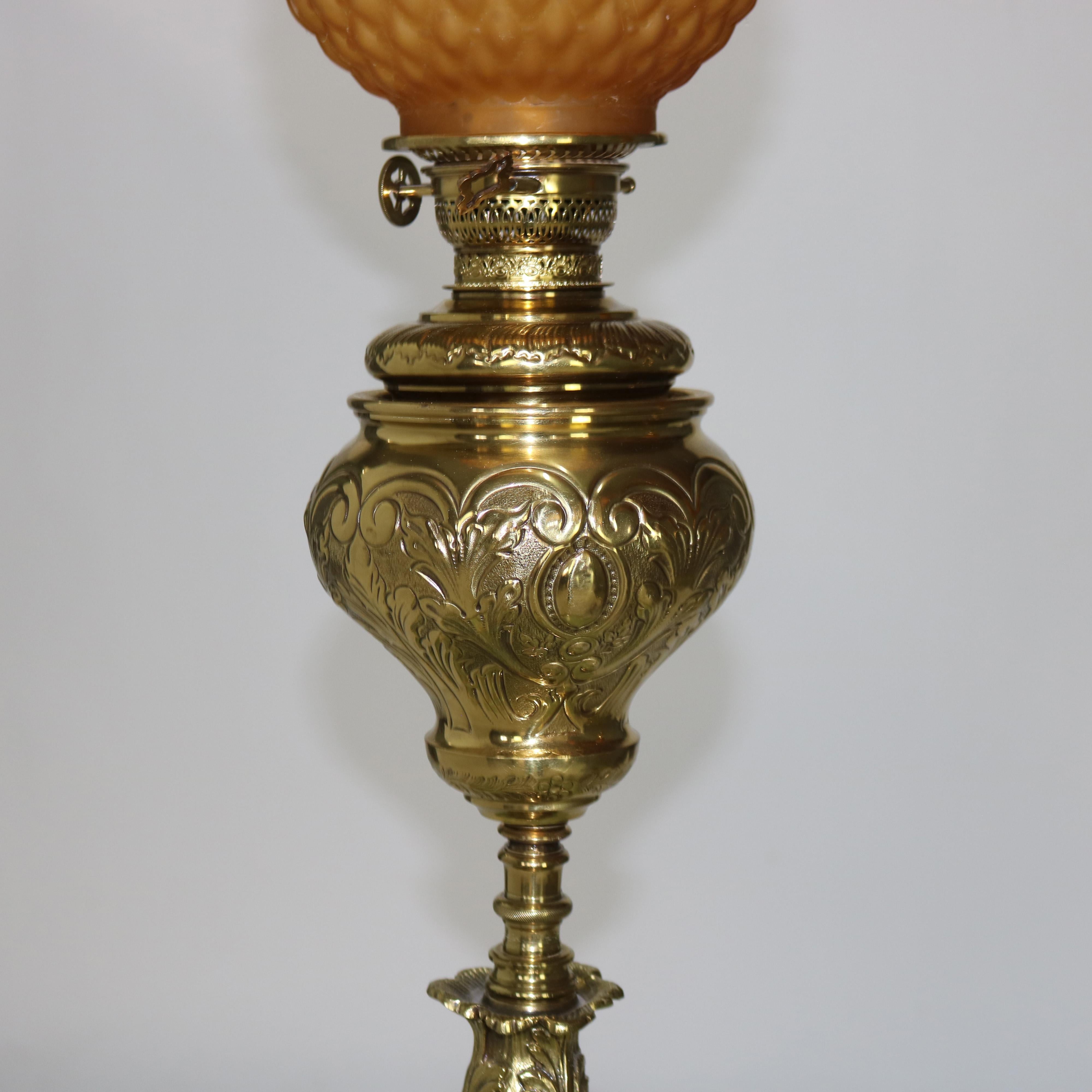 Pair Antique Victorian Gilt Bronze, Brass & Green Onyx Piano Floor Lamps, C1890 3