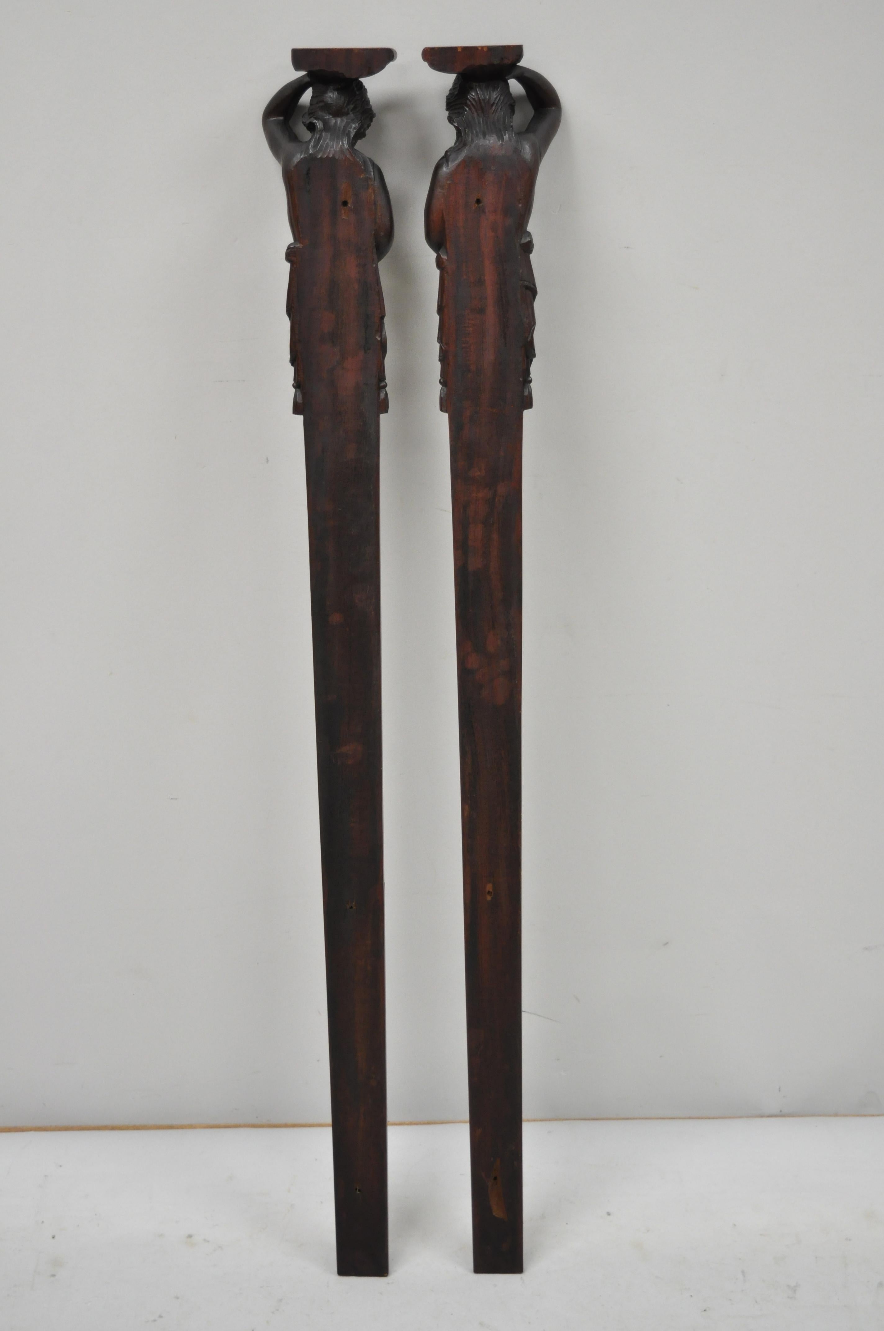 Pair of Victorian Hand Carved Mahogany Figural Maiden Architecture Elements 3