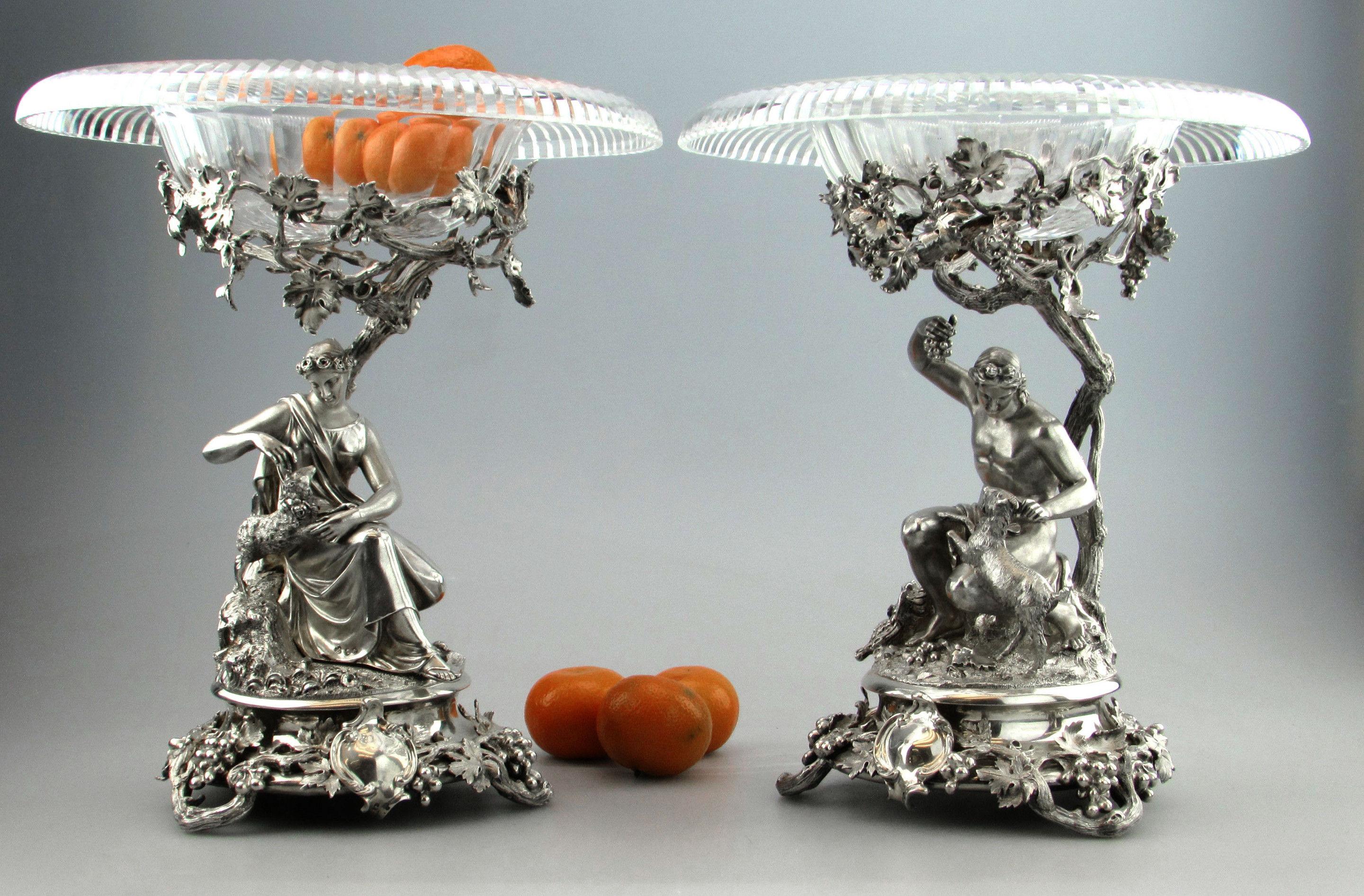 English Pair of Antique Victorian Silver Comports London 1848 Centerpieces