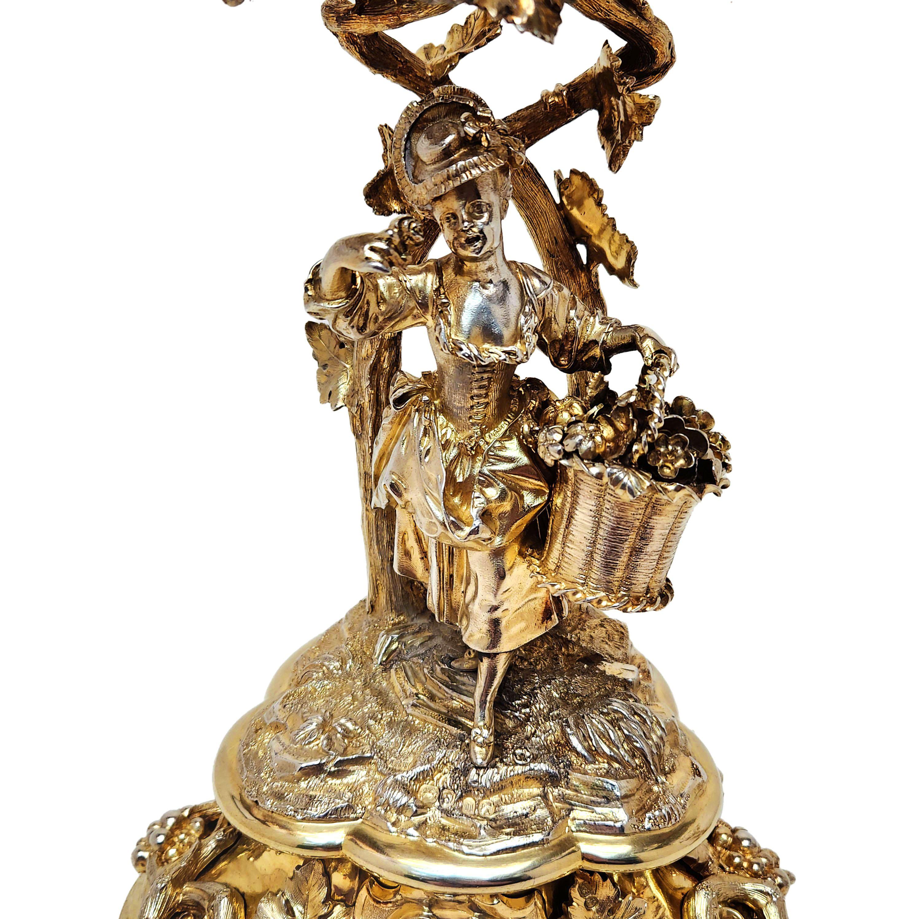 19th Century Pair Antique Victorian Silver Gilt Comports / Centrepieces 1859 For Sale