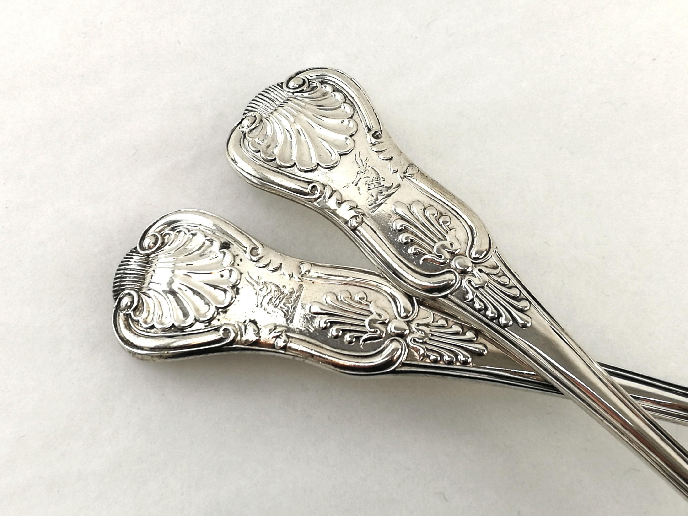 Sterling Silver Antique Victorian Solid Silver Serving Spoons/Stuffing Spoons London 1838, Pair