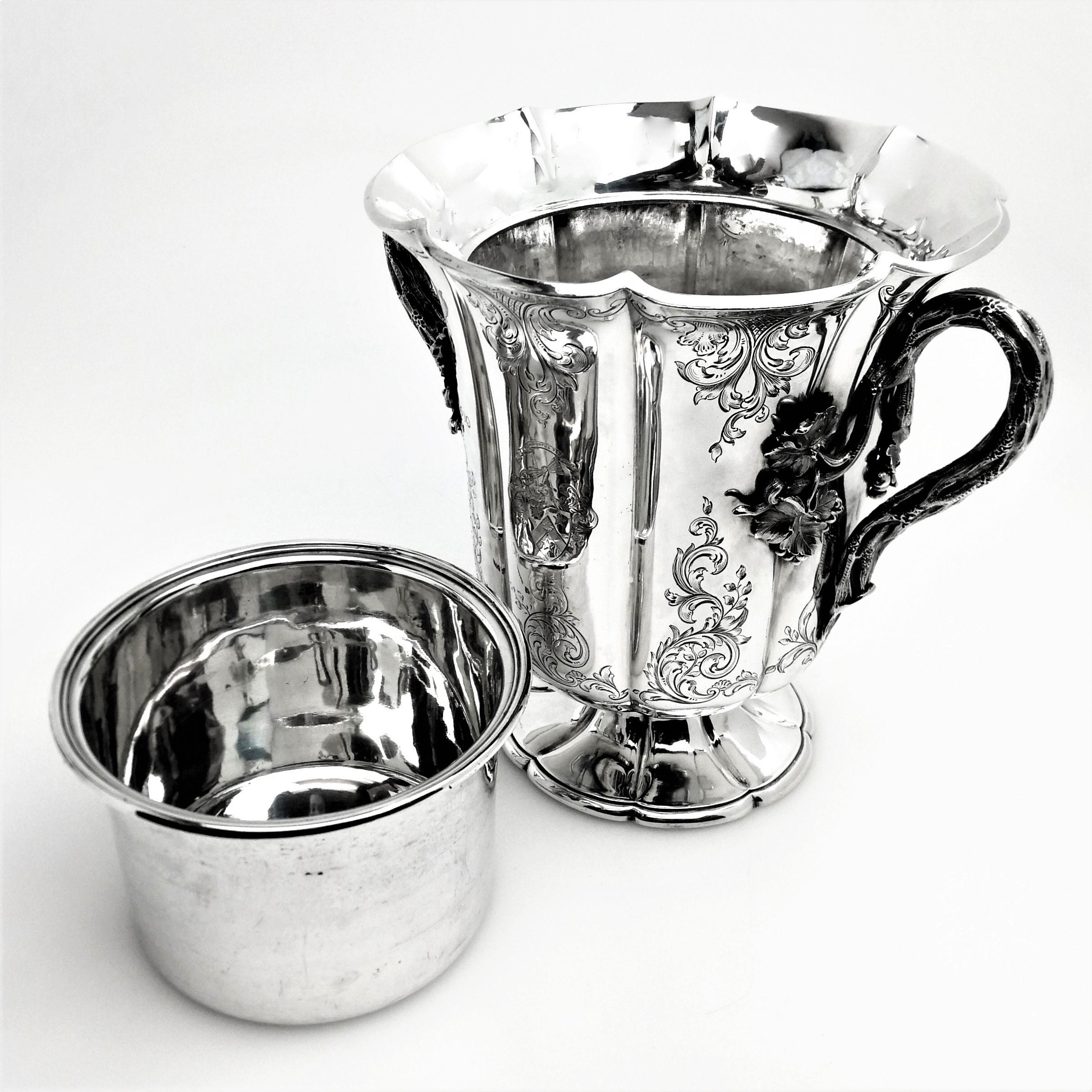Pair of Antique Victorian Sterling Silver Wine Coolers / Champagne Buckets, 1844 7