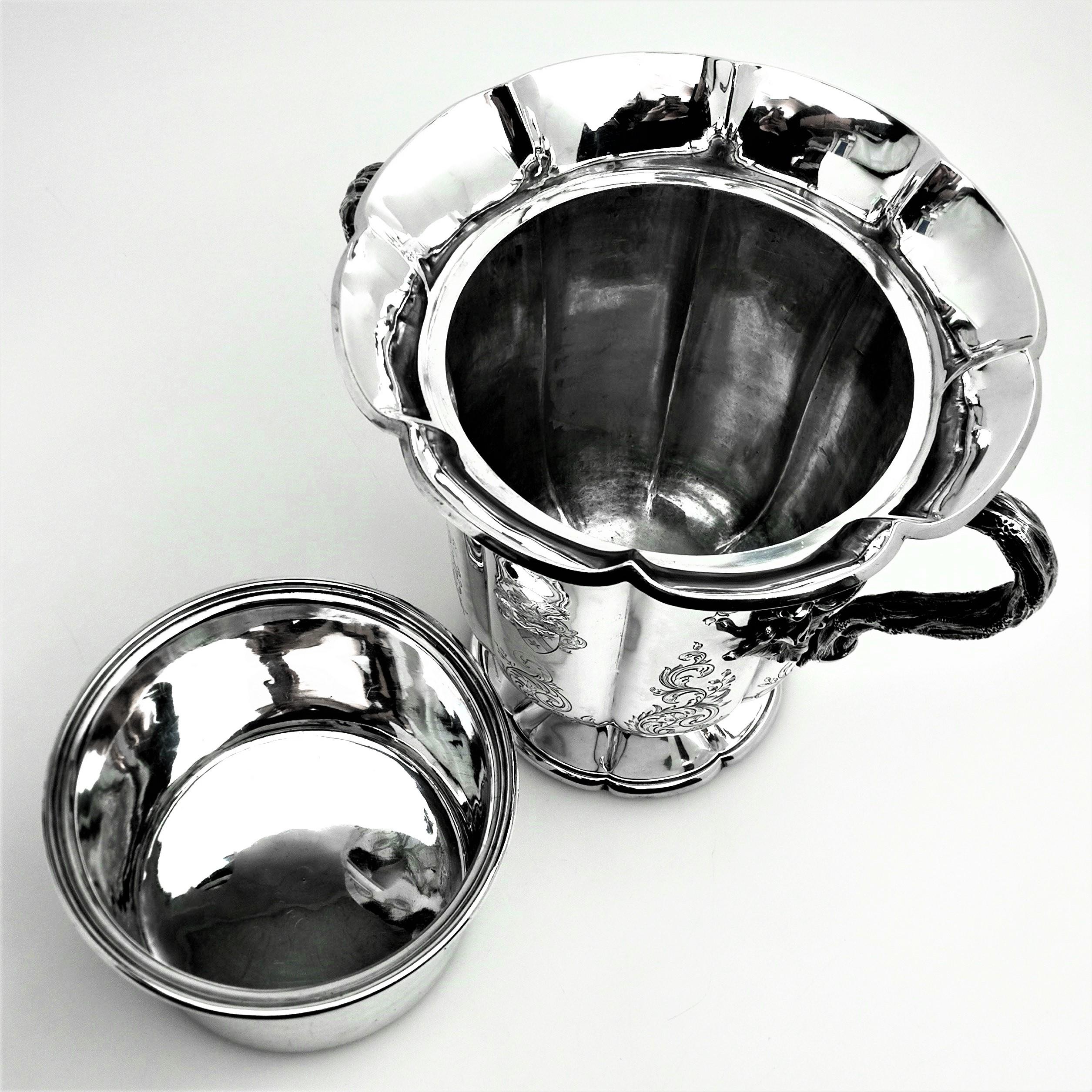 Pair of Antique Victorian Sterling Silver Wine Coolers / Champagne Buckets, 1844 8