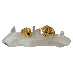 Pair Antique Vienna Bronce Bears on a Crystal Rock
