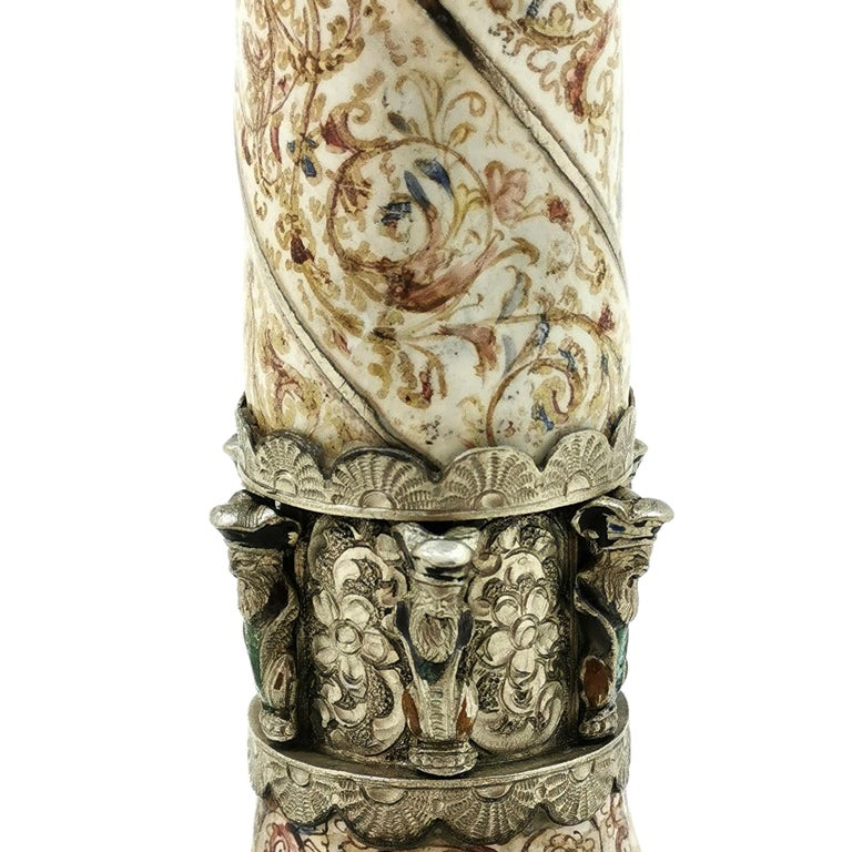 Pair of Antique Viennese Enamel & Silver Candlesticks circa 1870 Vienna, Austria For Sale 11