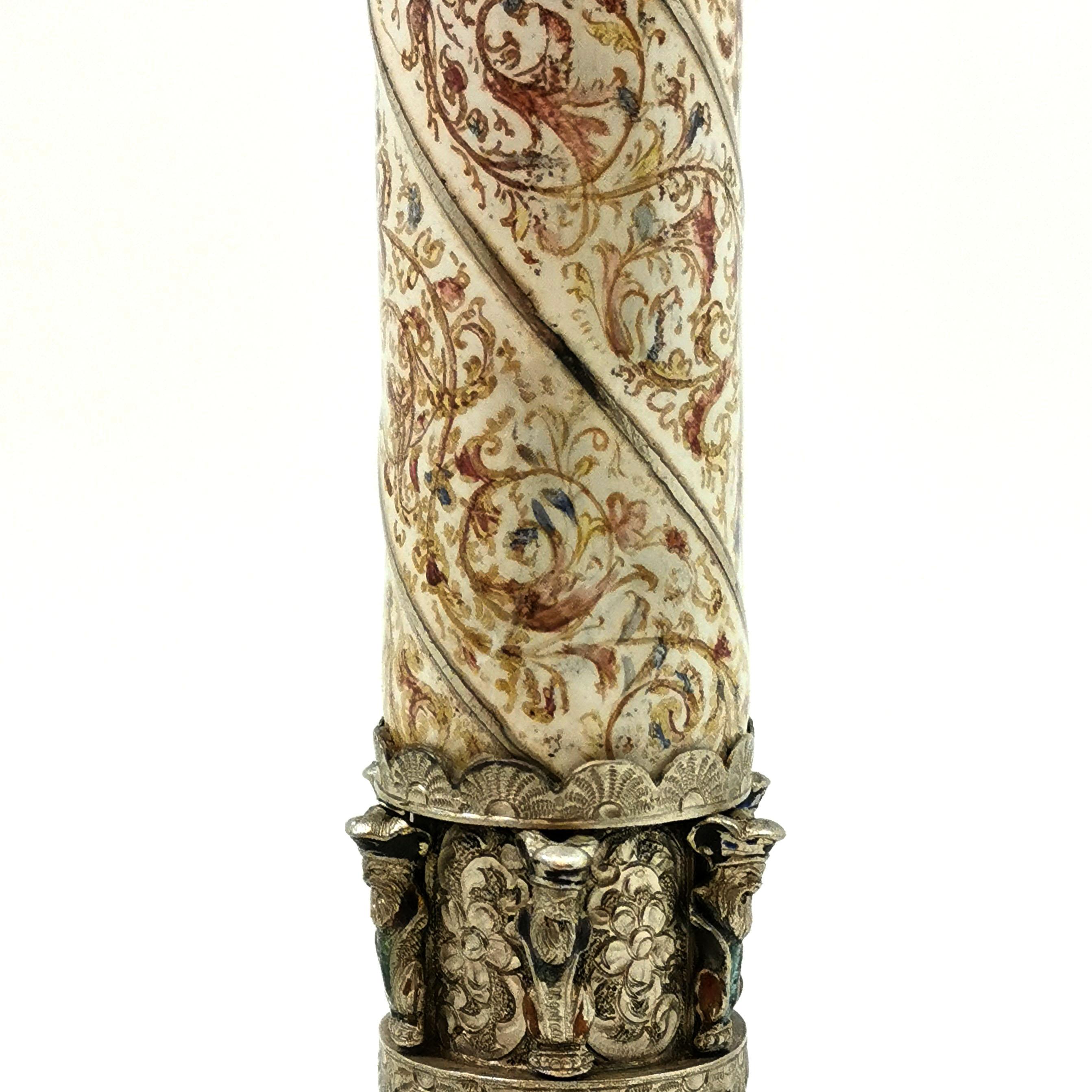 Pair of Antique Viennese Enamel & Silver Candlesticks circa 1870 Vienna, Austria For Sale 12