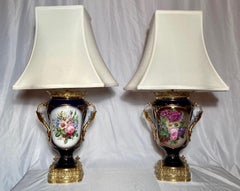 Pair of Antique Vieux Paris Porcelain Lamps, circa 1880