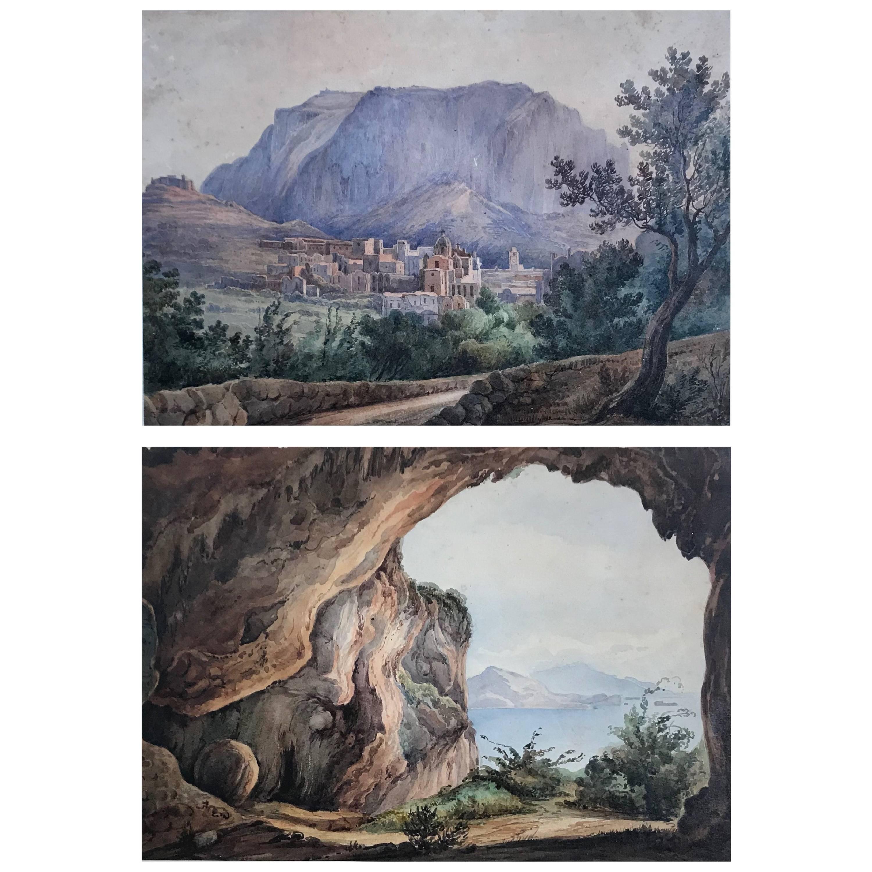 Pair Antique Views of Capri