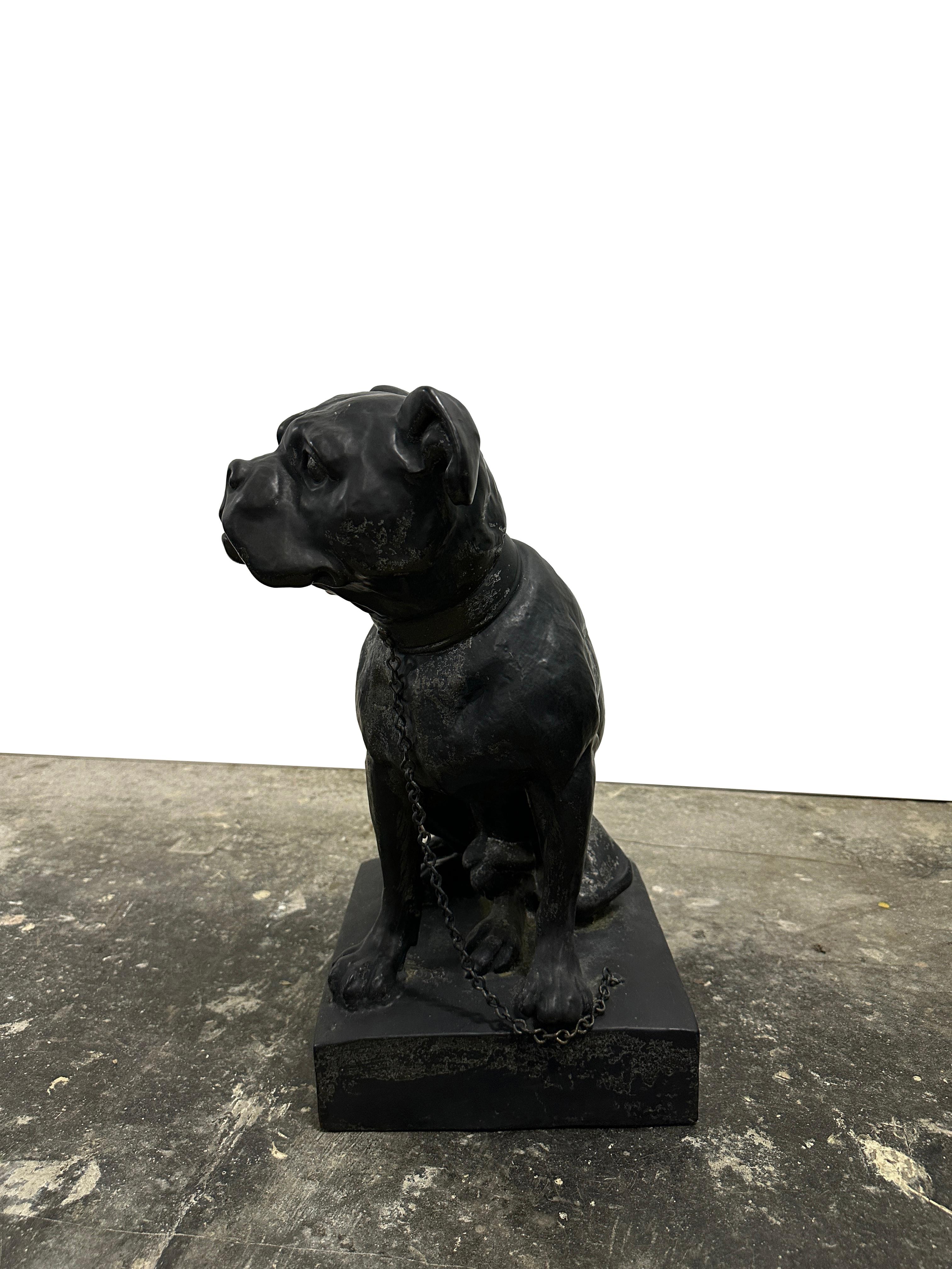 Pair Antique Vintage French Cast Iron Bronze Bulldogs Animal Statue Sculpture 2