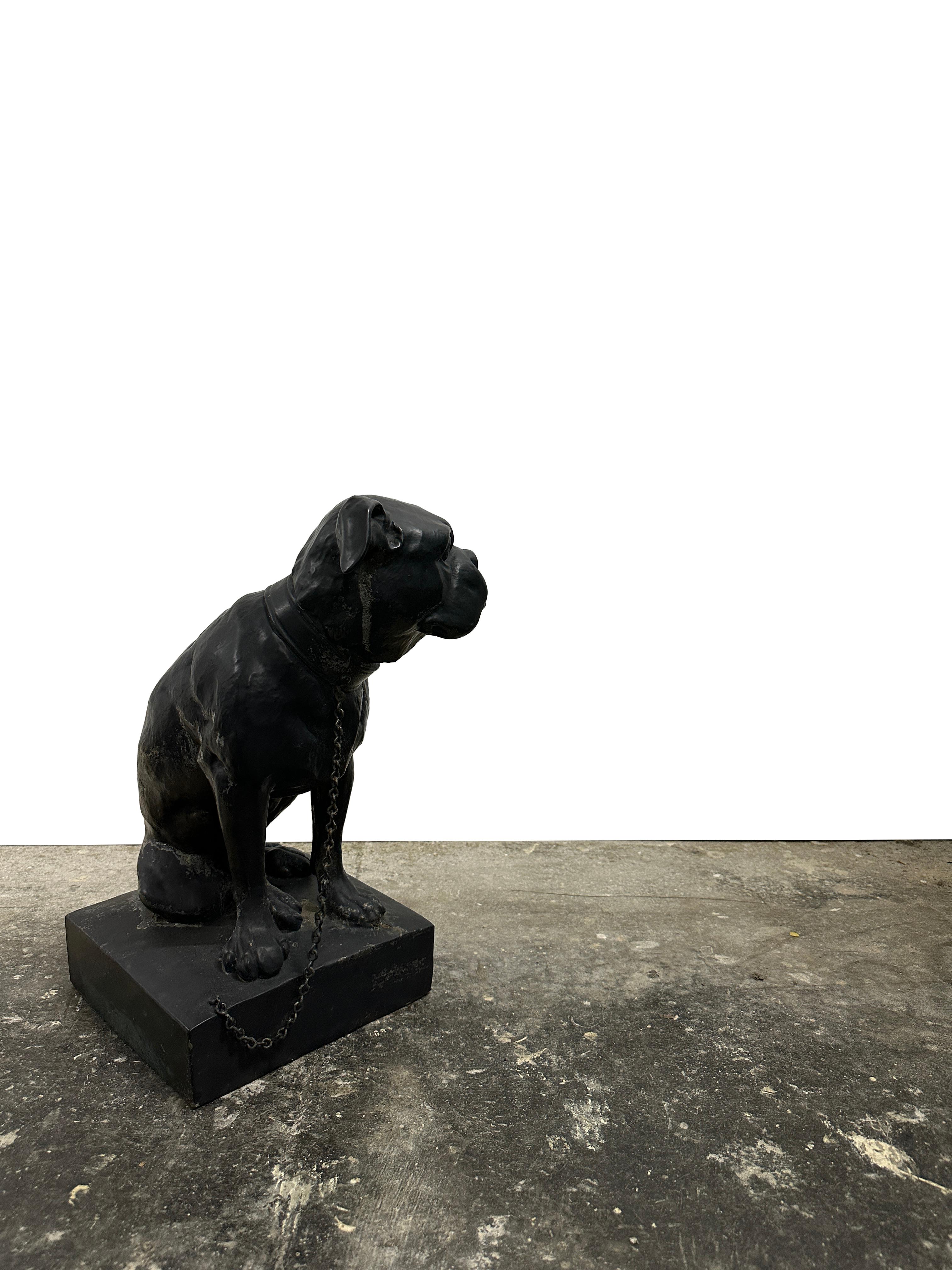 Pair Antique Vintage French Cast Iron Bronze Bulldogs Animal Statue Sculpture 3