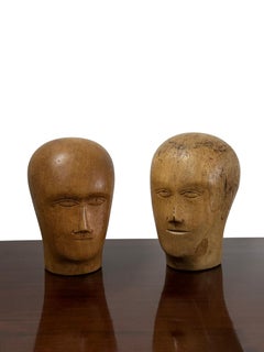 Pair Antique Vintage French Haberdashery Shop Display Millinery Milliners Head