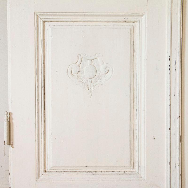 Hungarian Pair of Antique Vintage White Painted Tall Doors