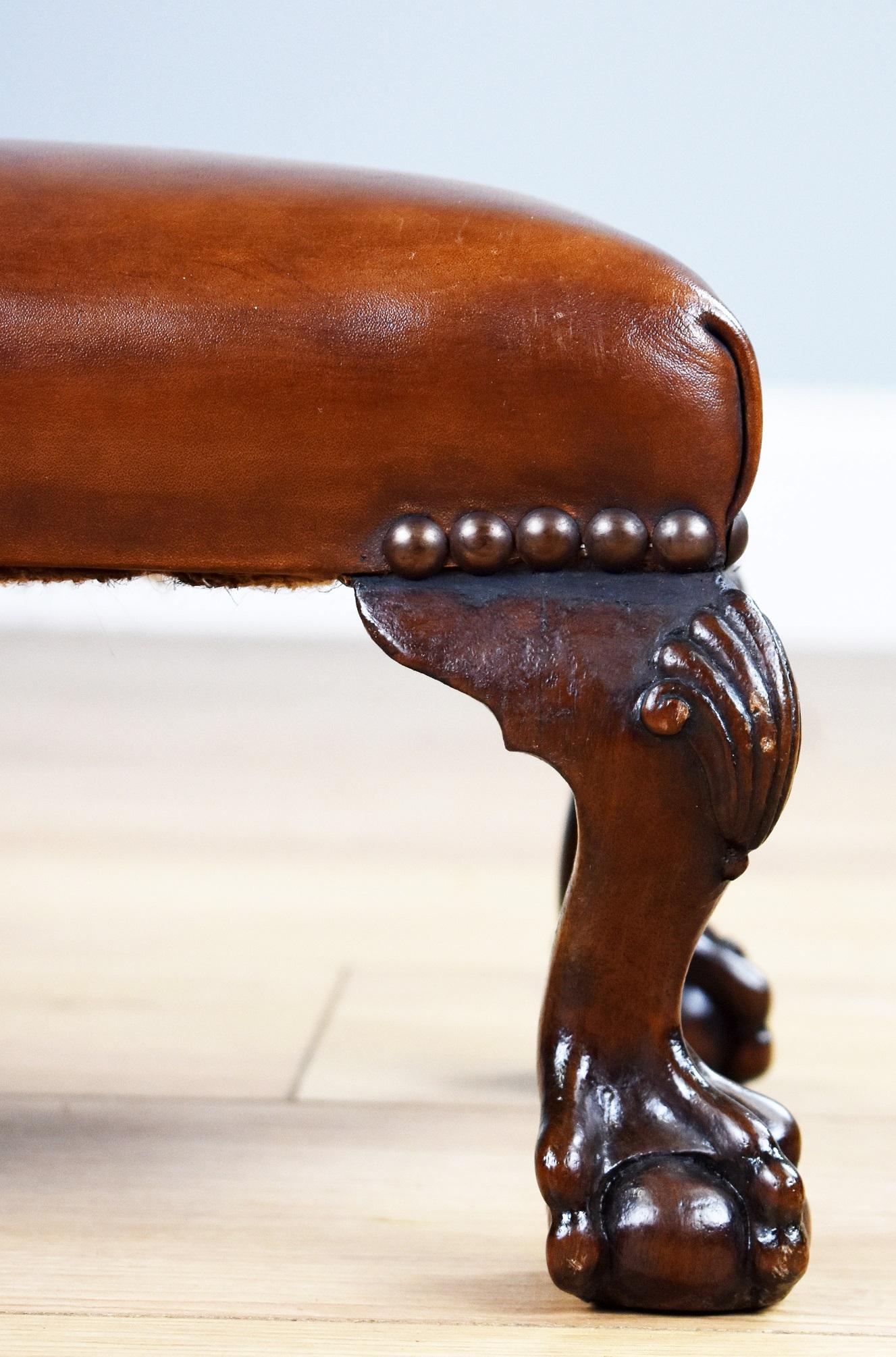 Late Victorian Pair of Antique Walnut Claw and Ball Footstools