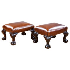 Pair of Antique Walnut Claw and Ball Footstools