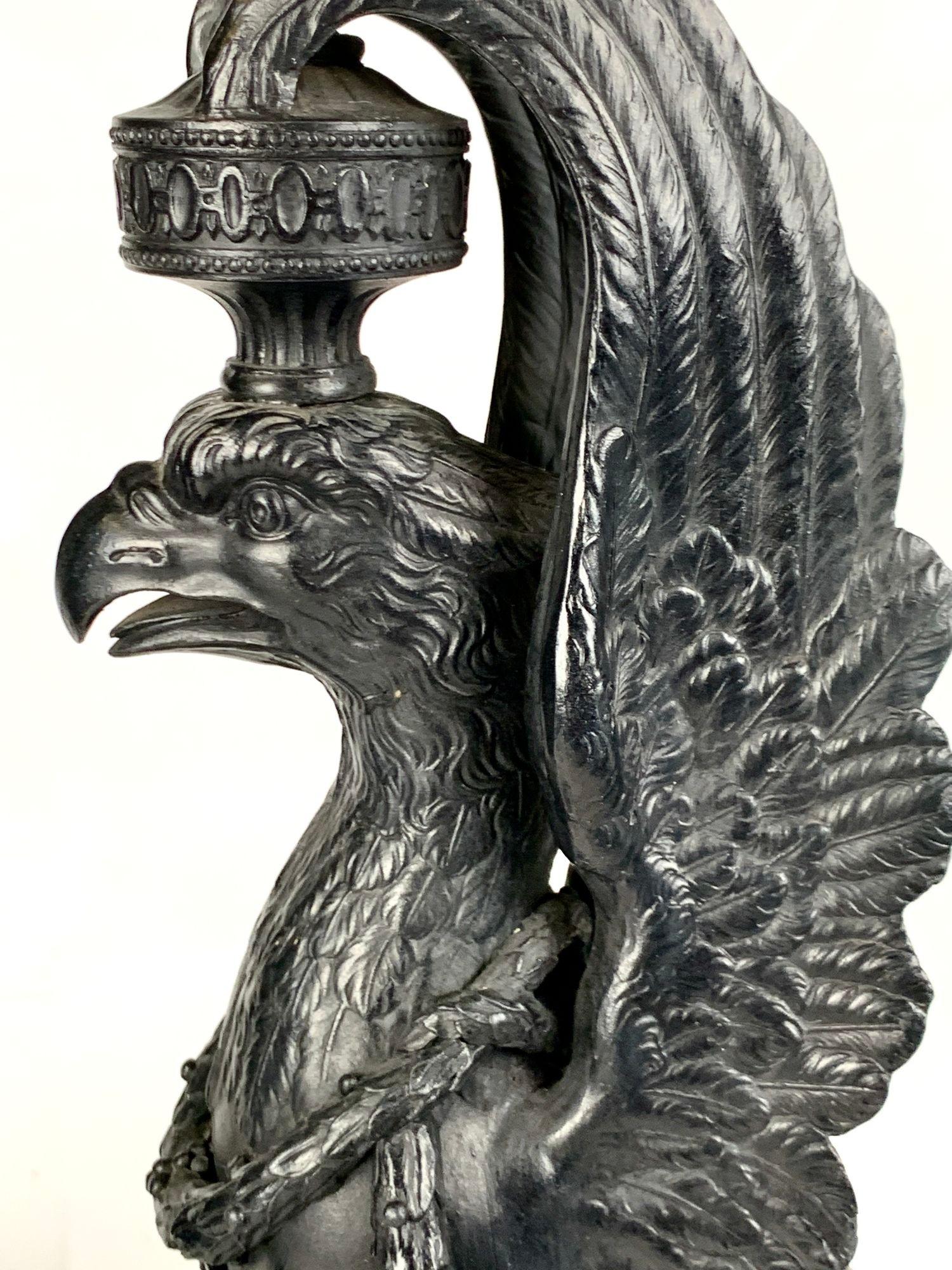 19th Century Pair Antique Wedgwood Black Basalt Griffins England Circa 1865