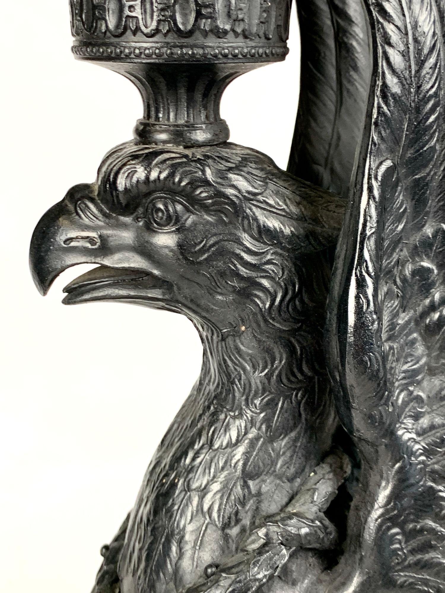 Stoneware Pair Antique Wedgwood Black Basalt Griffins England Circa 1865