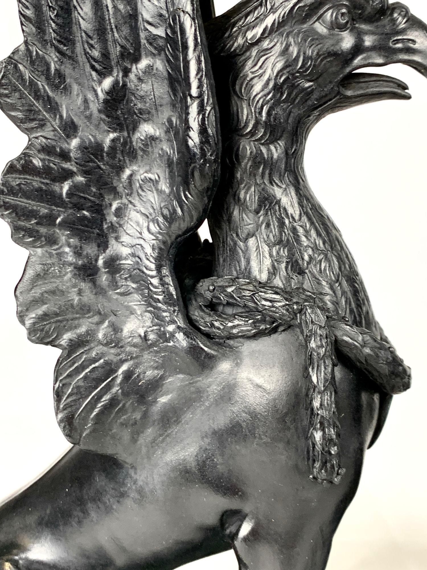 Pair Antique Wedgwood Black Basalt Griffins England Circa 1865 1
