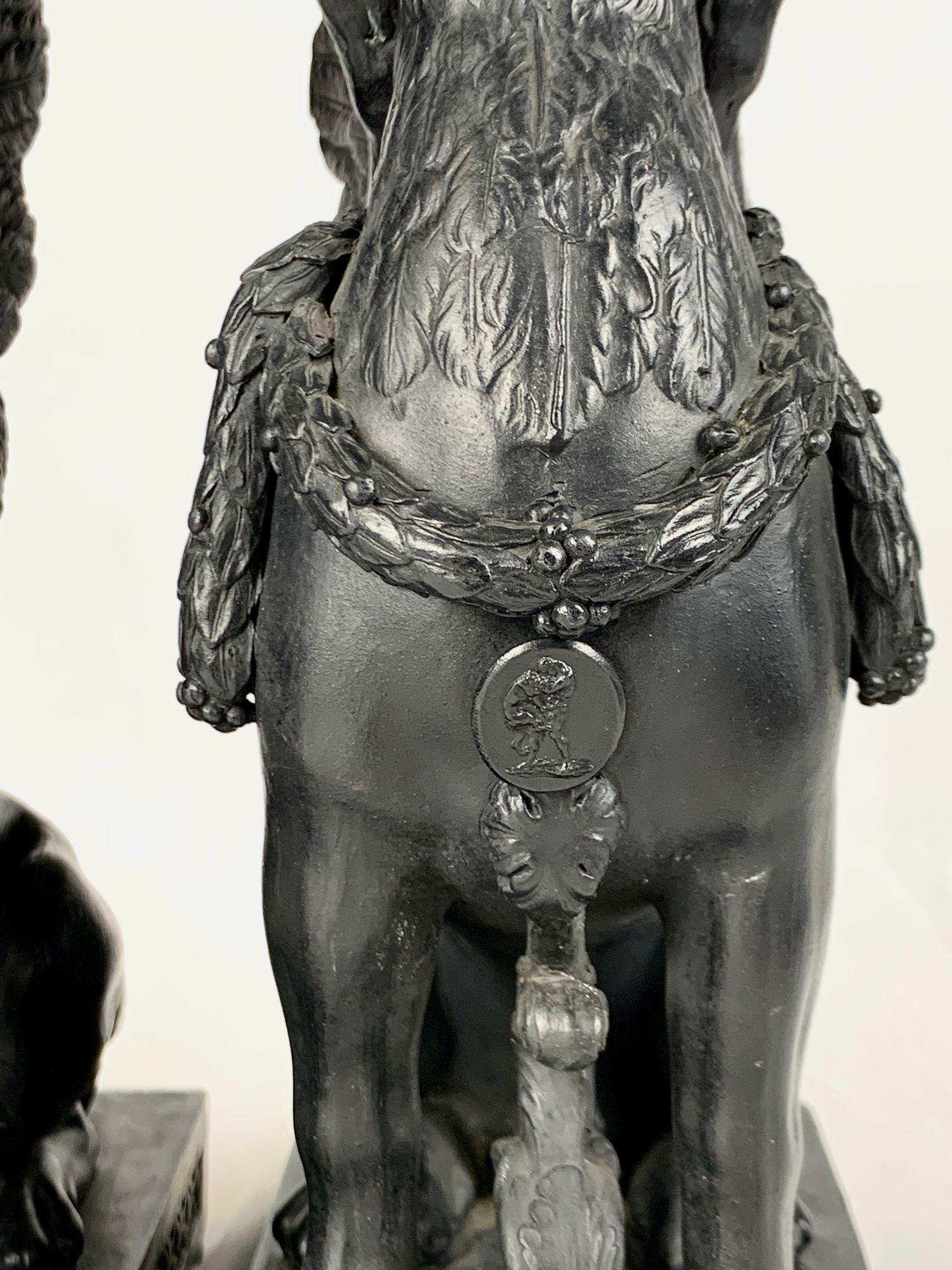 Pair Antique Wedgwood Black Basalt Griffins England Circa 1865 2