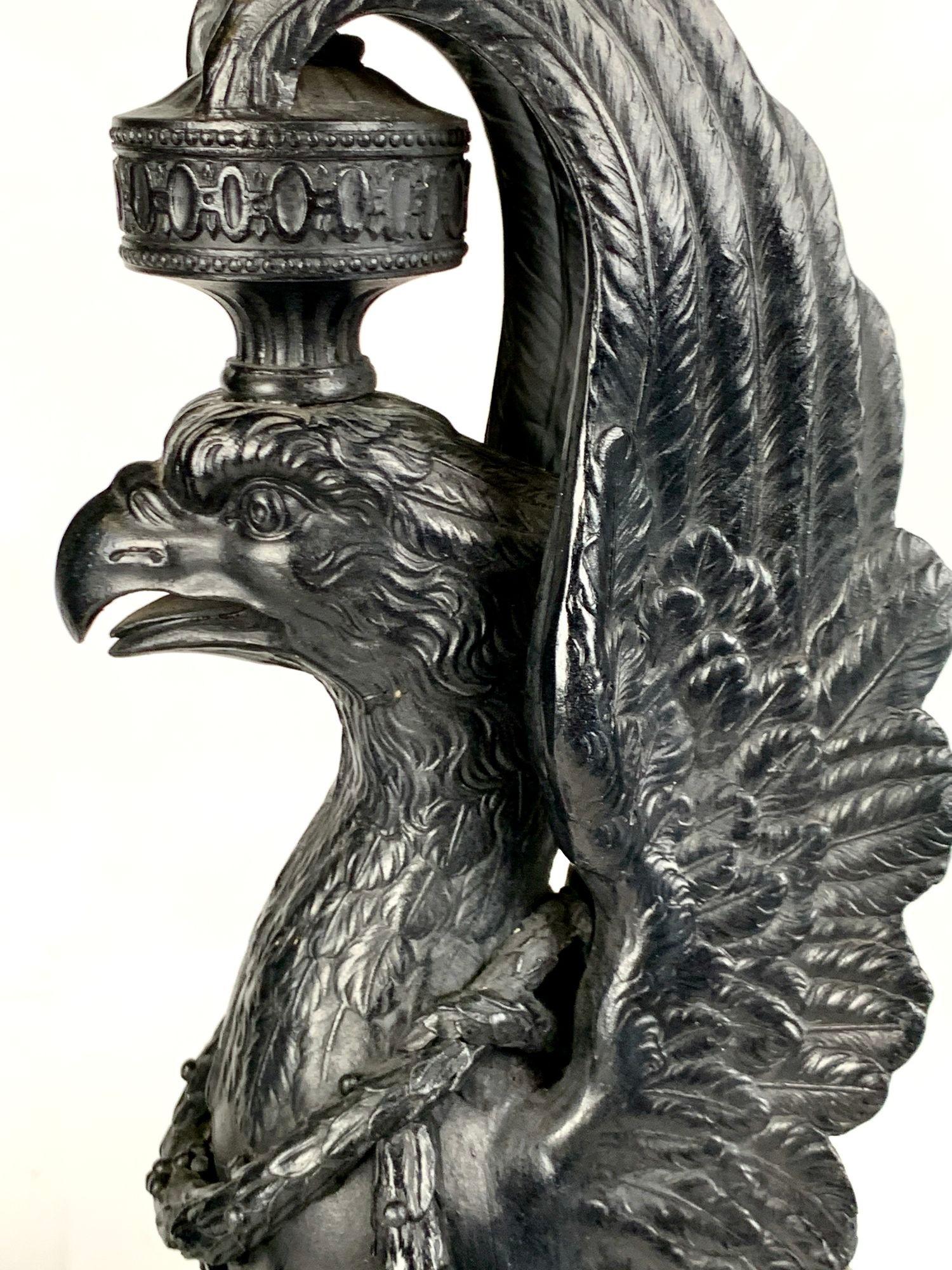 Pair Antique Wedgwood Black Basalt Griffins Flank a Wedgwood Black Basalt Jar 7