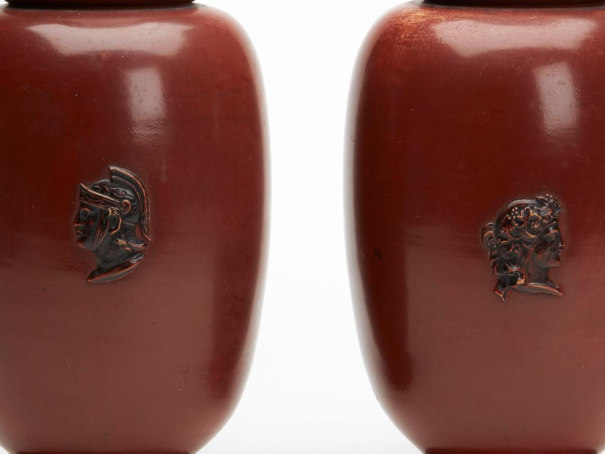 Pair of Antique Wilhelm Schiller Roman Portrait Cameo Vase In Good Condition For Sale In Bishop's Stortford, Hertfordshire