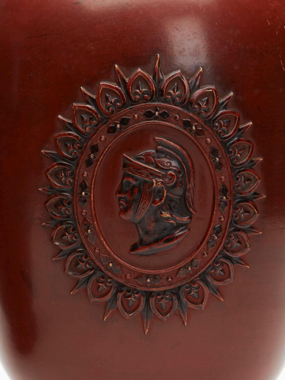 Ceramic Pair of Antique Wilhelm Schiller Roman Portrait Cameo Vase For Sale