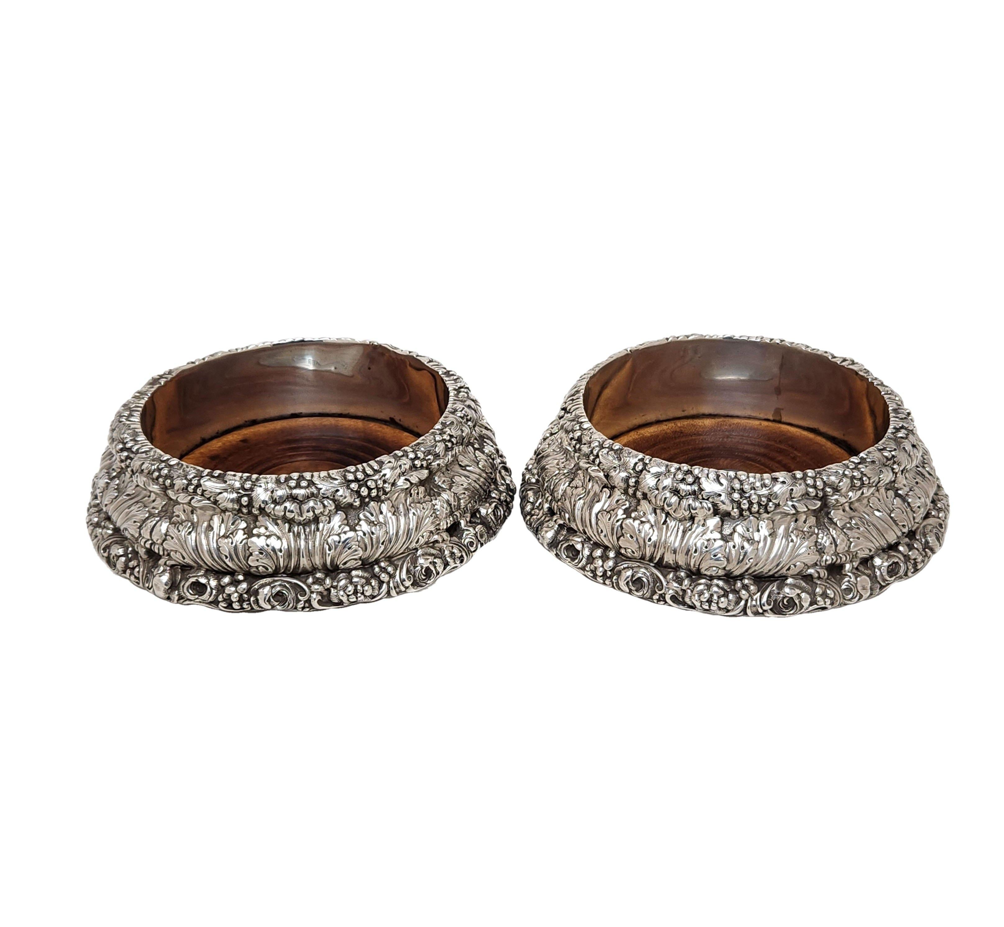 English Pair Antique William IV Wine Bottle Coasters / Champagne Coasters Sheffield 1830 For Sale