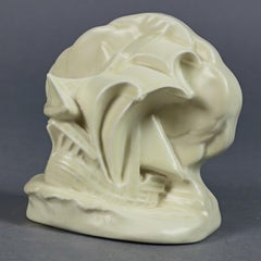 Pair of Antique William McDonald Rookwood Pottery Tall Mast Ship Bookends