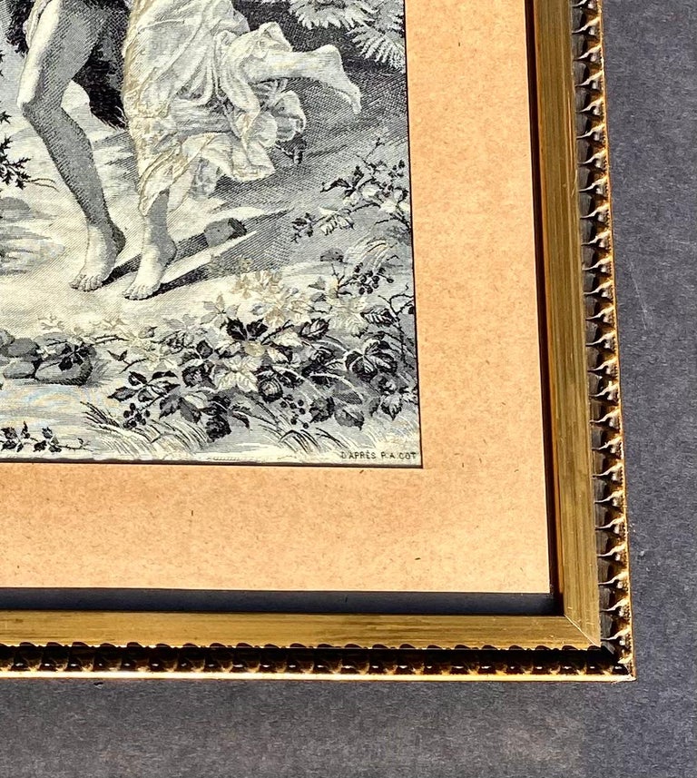 Tableau Tissé En Soie Neyret Frères “L’Orage” D’après Cot - Encadré Sous Verre, Occasion