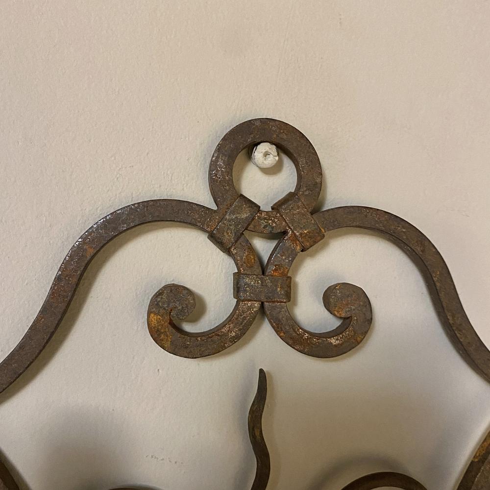 Pair of Antique Wrought Iron Wall Sconces, Electrified 3