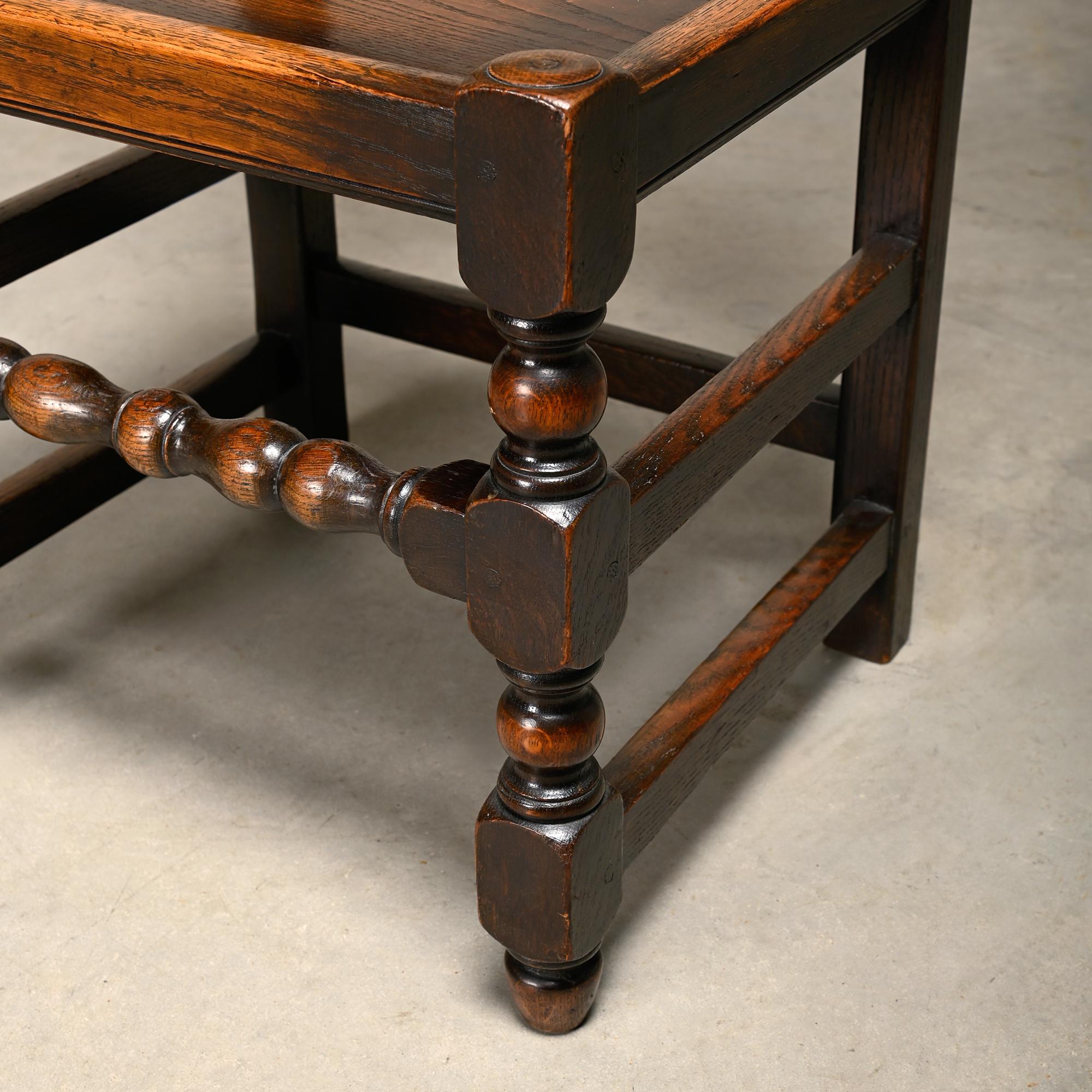 Pair Antique Yorkshire Back Stools / Side Chairs solid Oak, England 18th Century For Sale 9