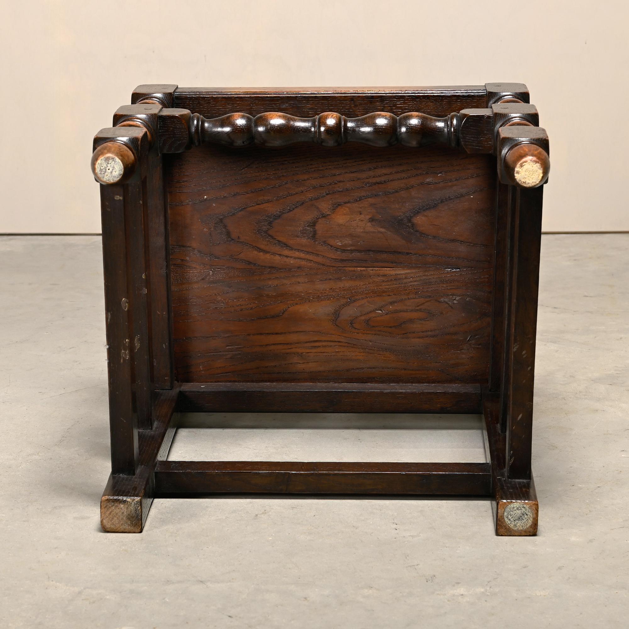 Pair Antique Yorkshire Back Stools / Side Chairs solid Oak, England 18th Century For Sale 11