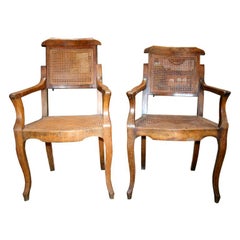 Used Pair Antiques Walnut Barber Chairs