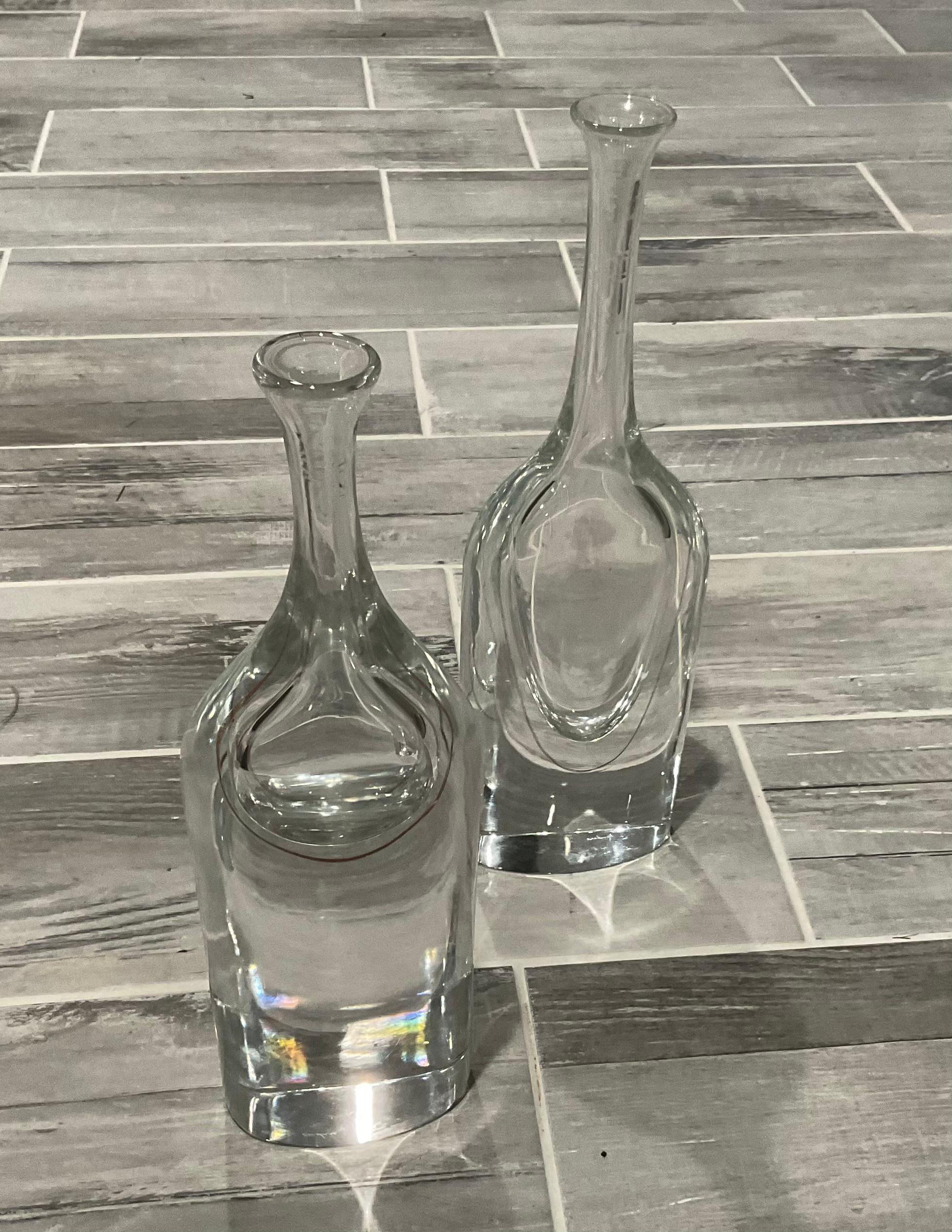 Rare PAIR Murano Sommerso glass vase Bottiglia Sasso Con Collo Corto Vase designed by Antonio Da Ros for Cenedese circa 1965. Shorter vase is 15 inches tall, by 4.5 inches wide by 2 inches depth. These vases look AMAZING together. Can be purchased