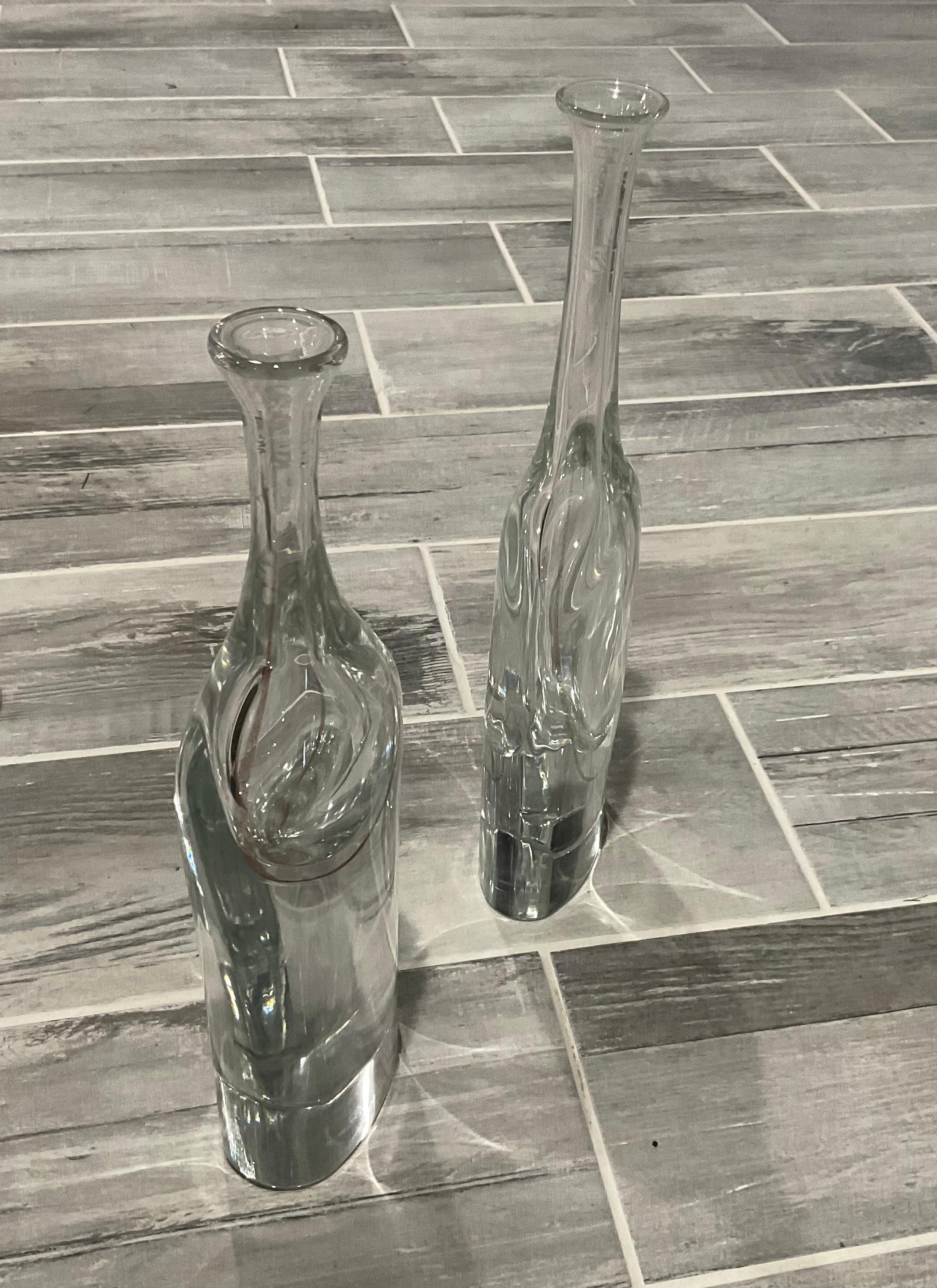 Italian Pair Antonio da Ros Cenedese Sasso Murano Glass Vases in Heavy Blown Glass  For Sale